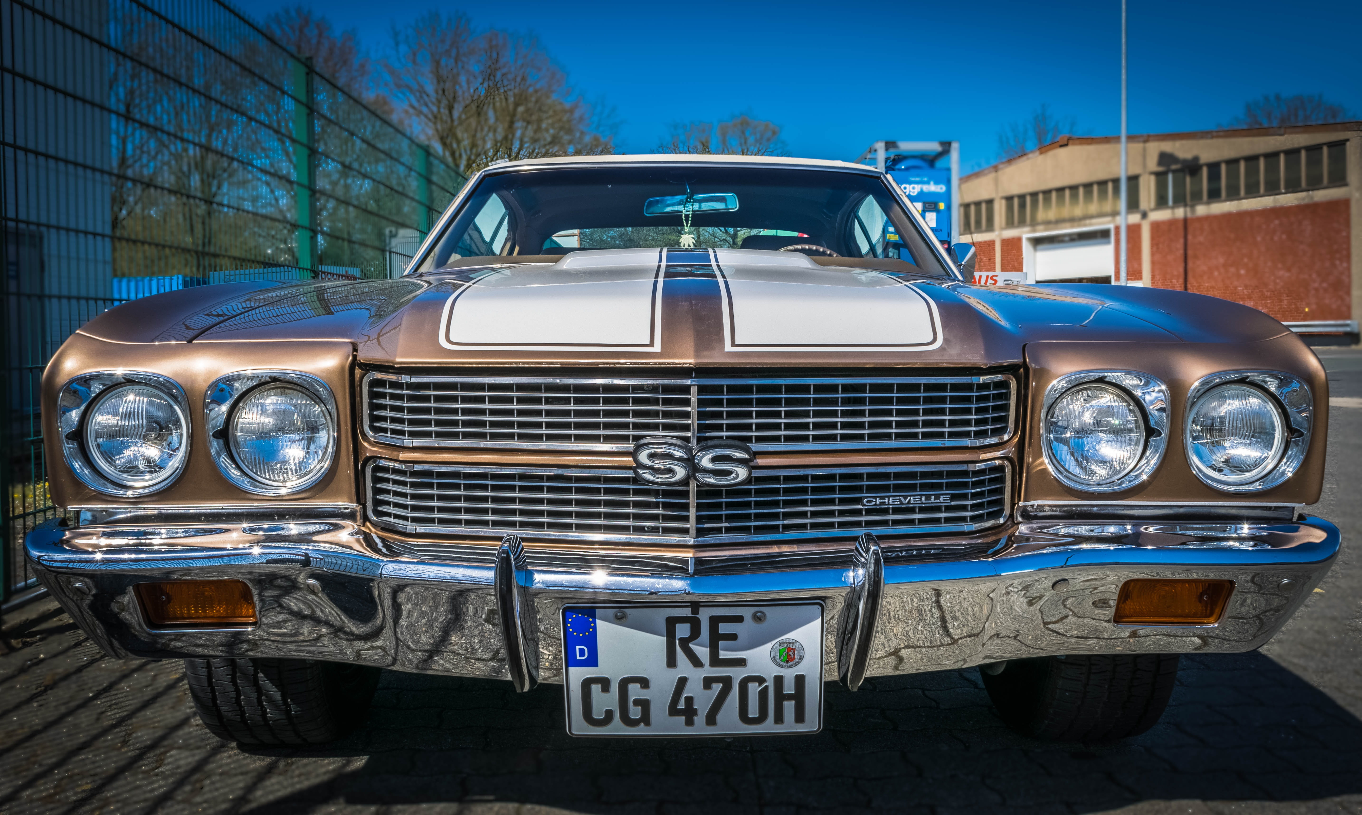 license, chevelle, front view, pkw, oldtimer, vintage car, automotive, outdoors, american, land vehicle, motor vehicle, car, no people, sky, clear sky, HD Wallpaper
