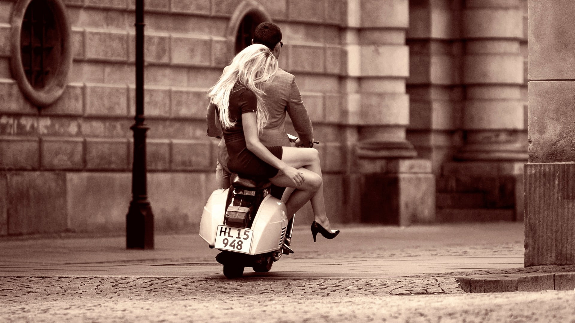 blonde, 1080P, mopeds, HD Wallpaper