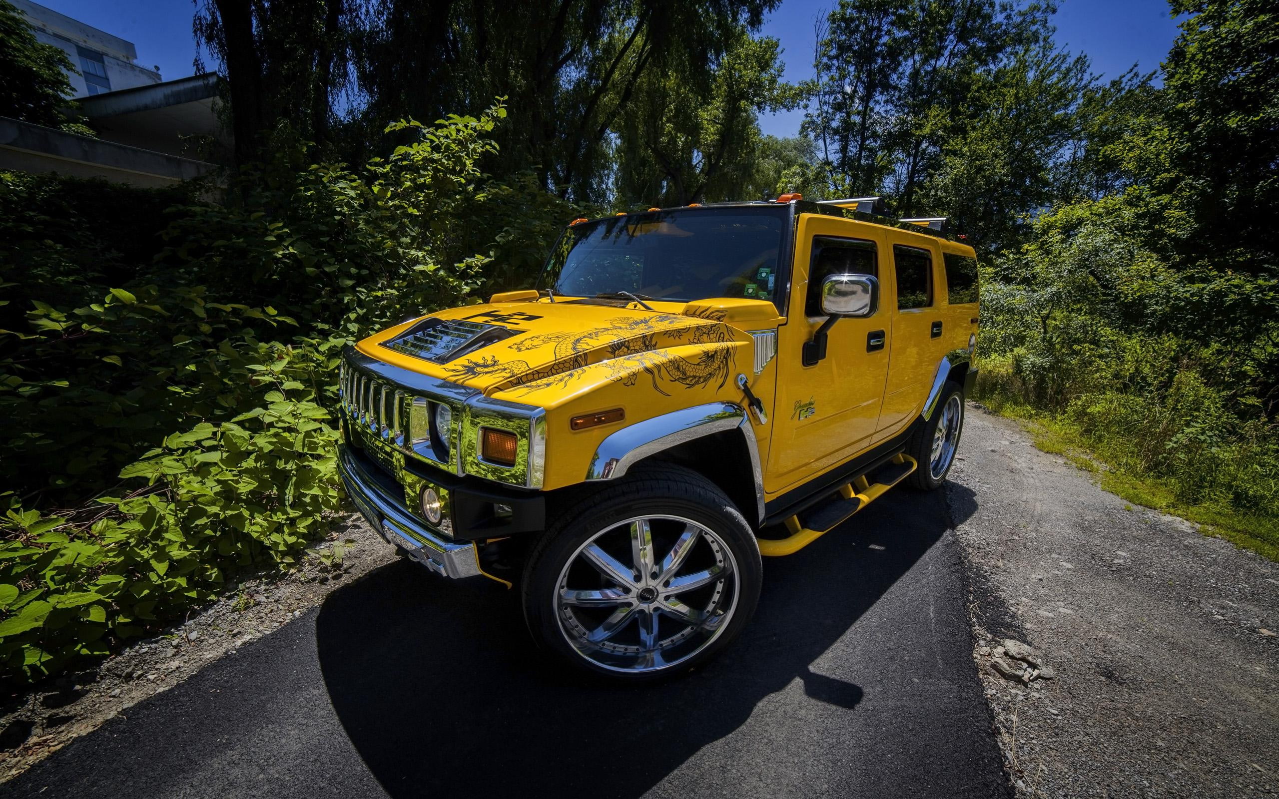 2014, 2K, h, cars, hummer, yellow, vilner, HD Wallpaper