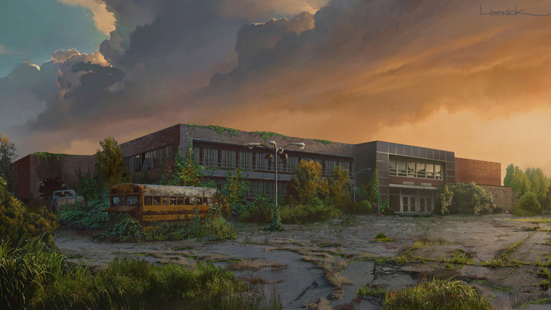 the building, beside, grey, outdoors, The Last of Us, pollution, yellow, building exterior, environment, cloud - sky, accidents and disasters, water, sky, HD Wallpaper