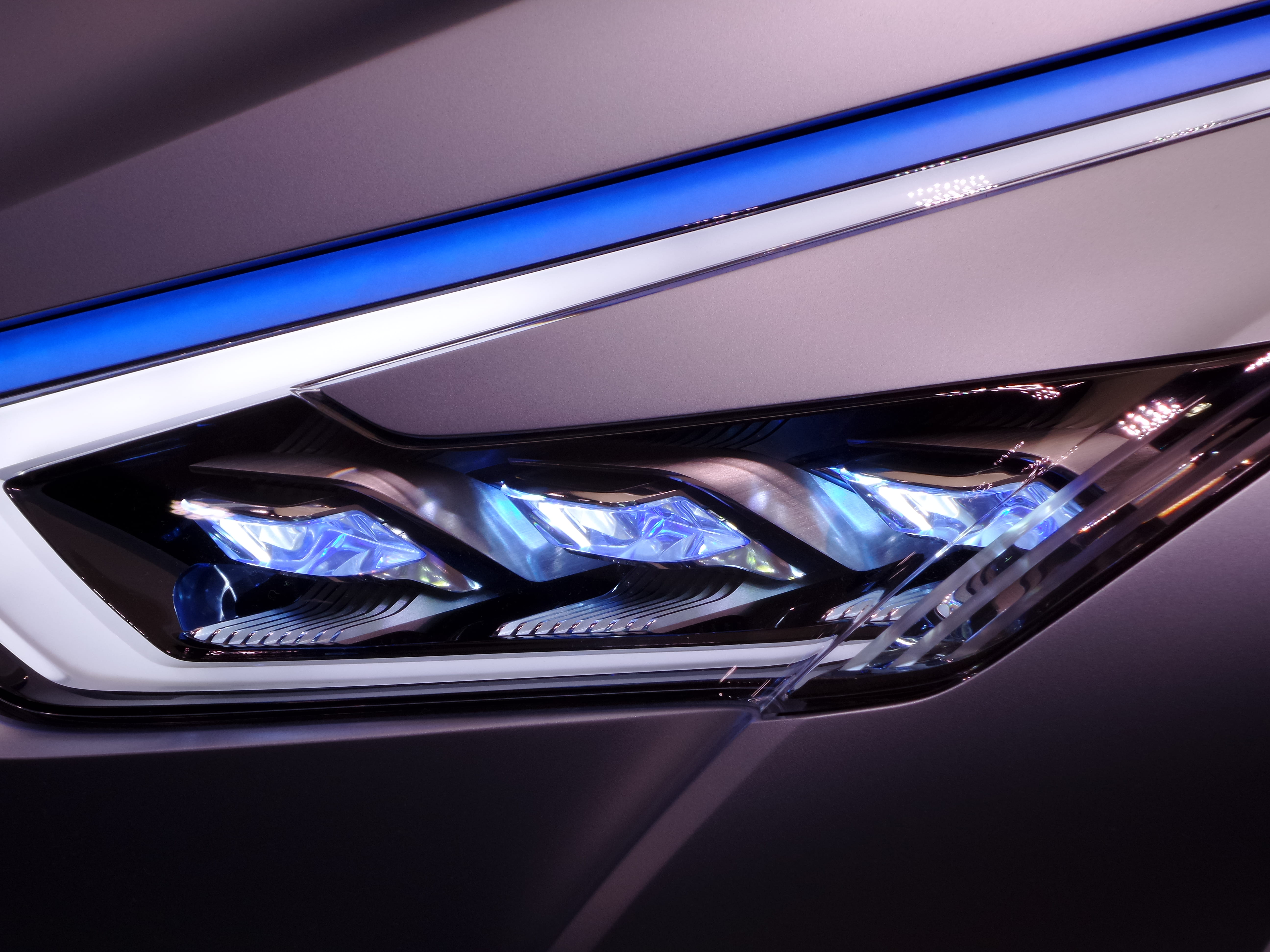 5K, light - natural phenomenon, fire, headlight, blue, sign, shiny, burning, vehicle, illuminated, car, nature, futuristic, black color, light, indoors, HD Wallpaper