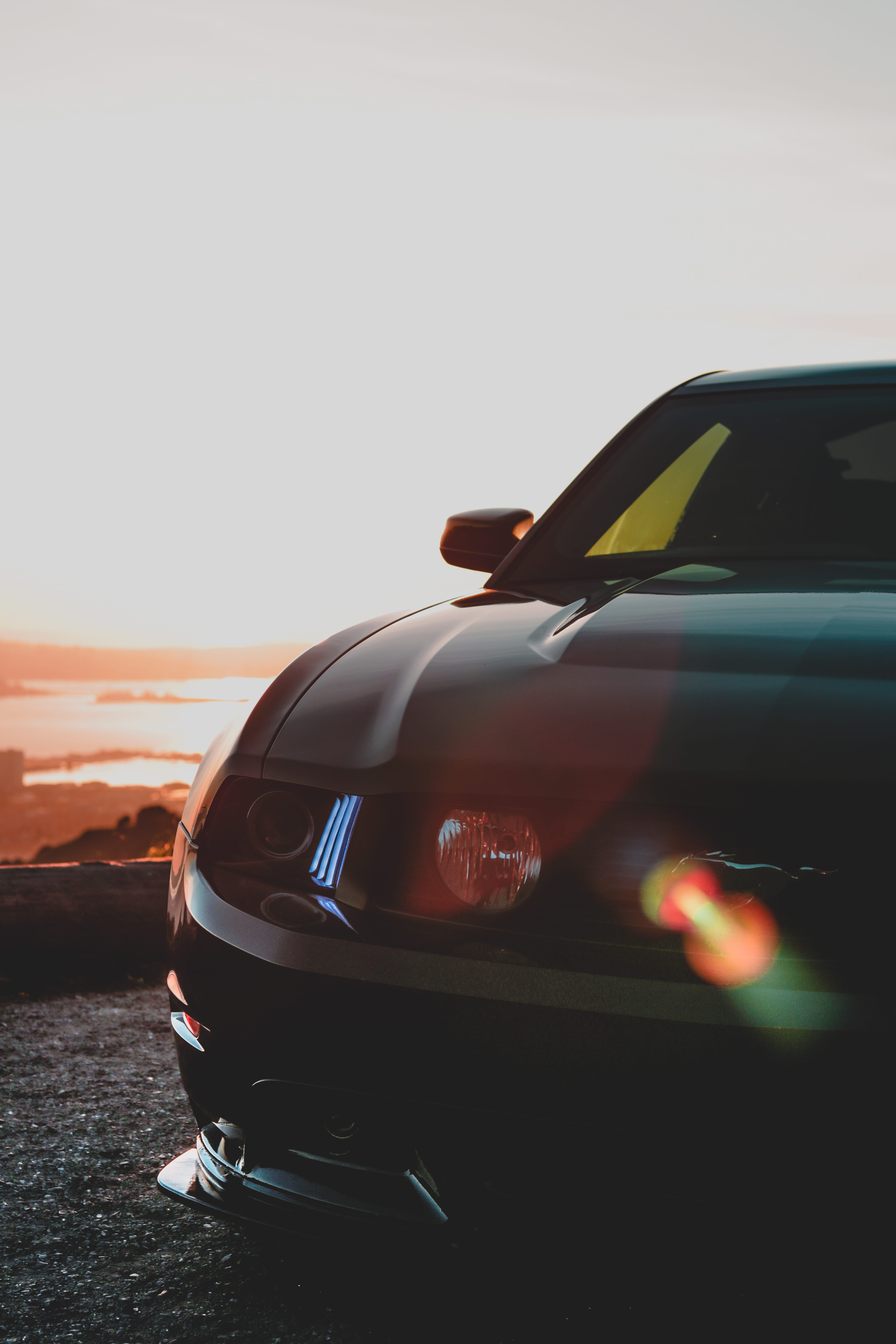 ocean, black Color, street, new, sunflare, front View, nature, elegance, headlamp, luxury, road, motor Vehicle, outdoors, driving, traffic, ford, no People, Phone HD Wallpaper