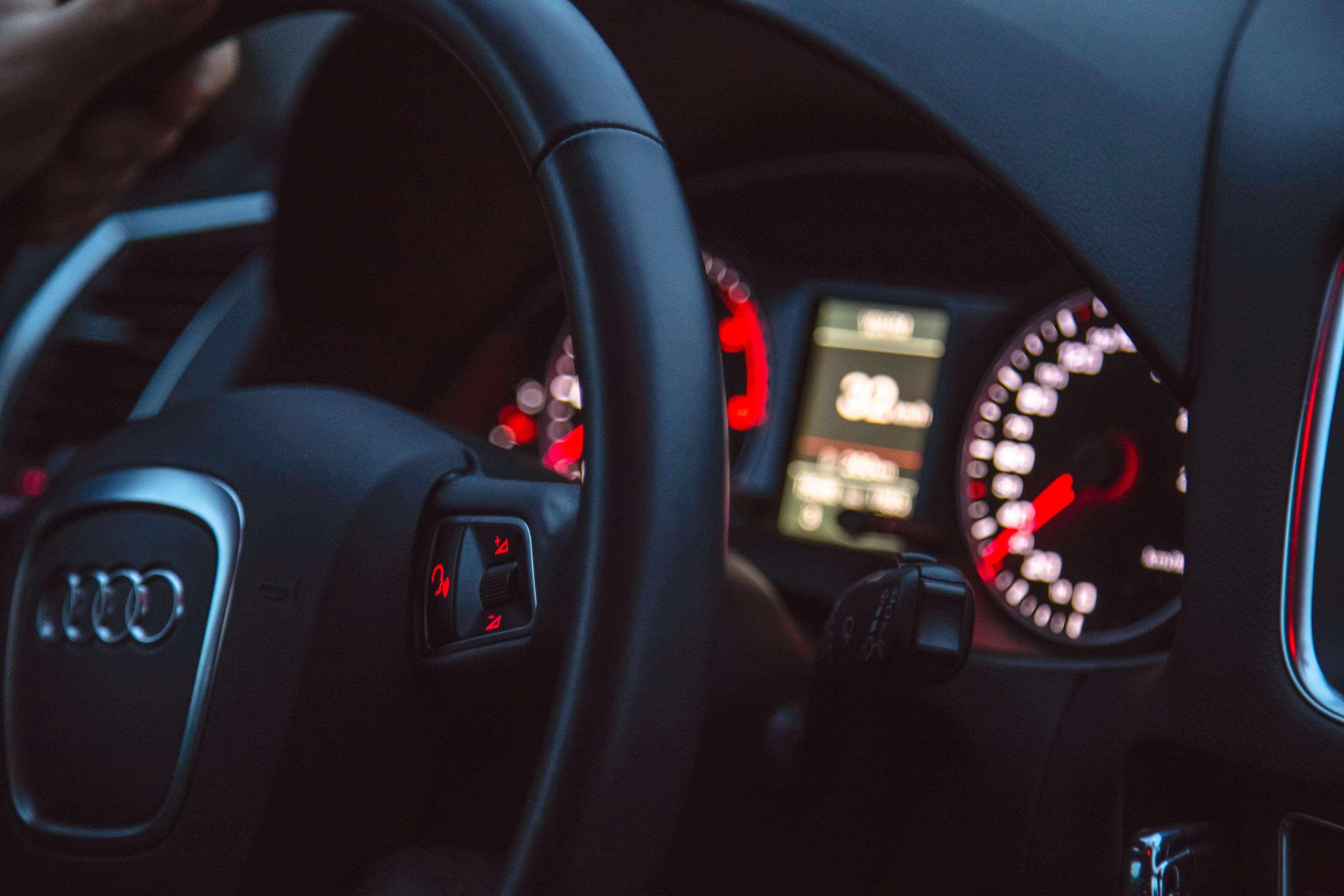 indoors, 4K, dashboard, tachometer, transportation, luxury, steering wheel, land vehicle, control, speed, illuminated, speedo, close-up, driving, vehicle interior, HD Wallpaper