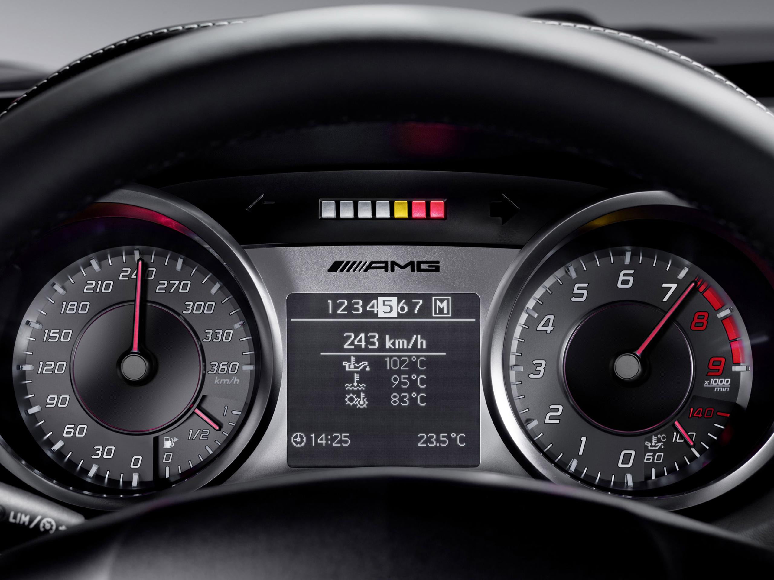 Speedometer, vehicle Interior, speed, close-up, Mercedes Benz, circle, black Color, control, equipment, analog, amg, car interior, transportation, 2K, HD Wallpaper