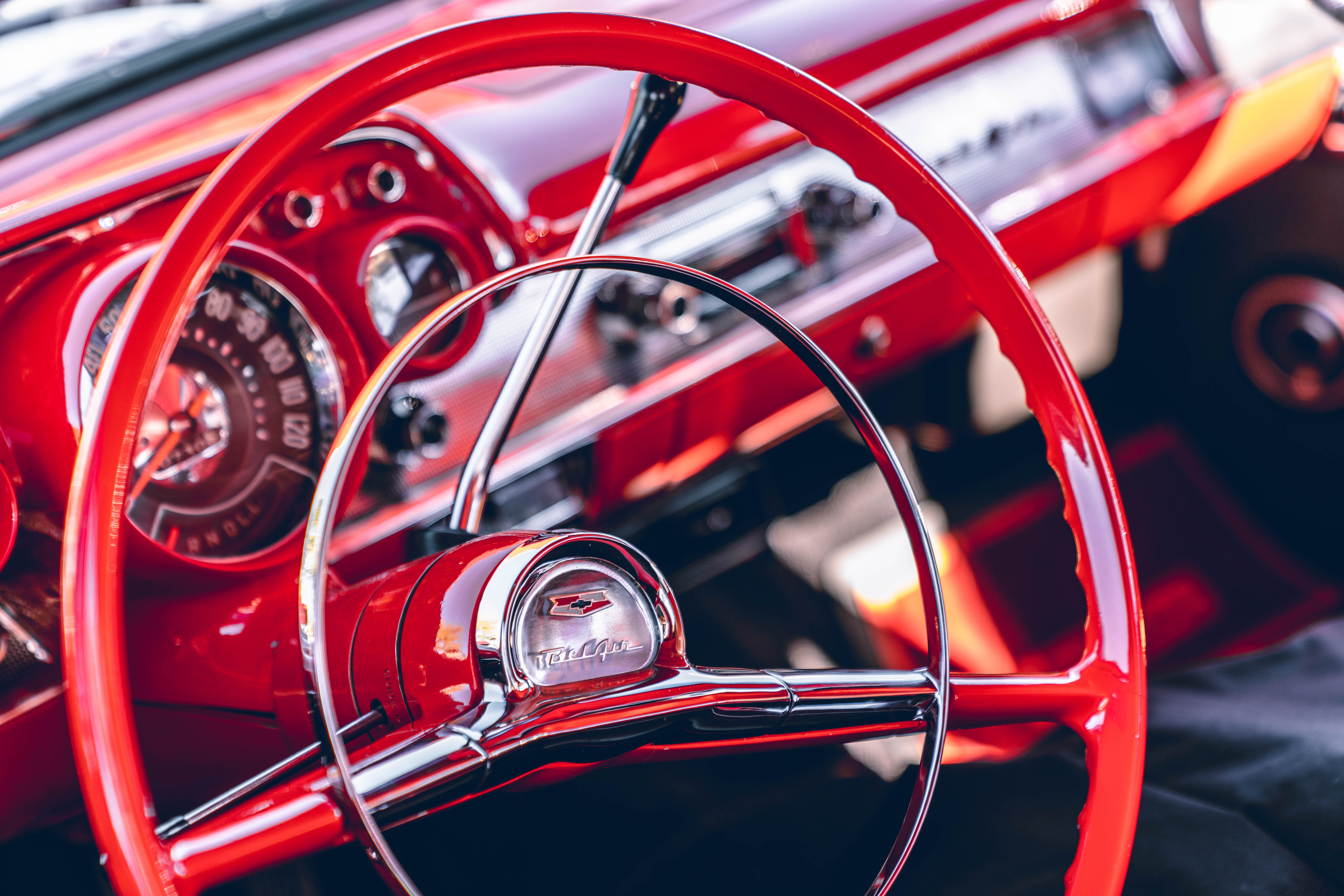 metal, close-up, motor, mode of transportation, tire, gearshift, car, brake, speedometer, gauge, windshield, antique, jaguar car, tachometer, 8K, machine, HD Wallpaper
