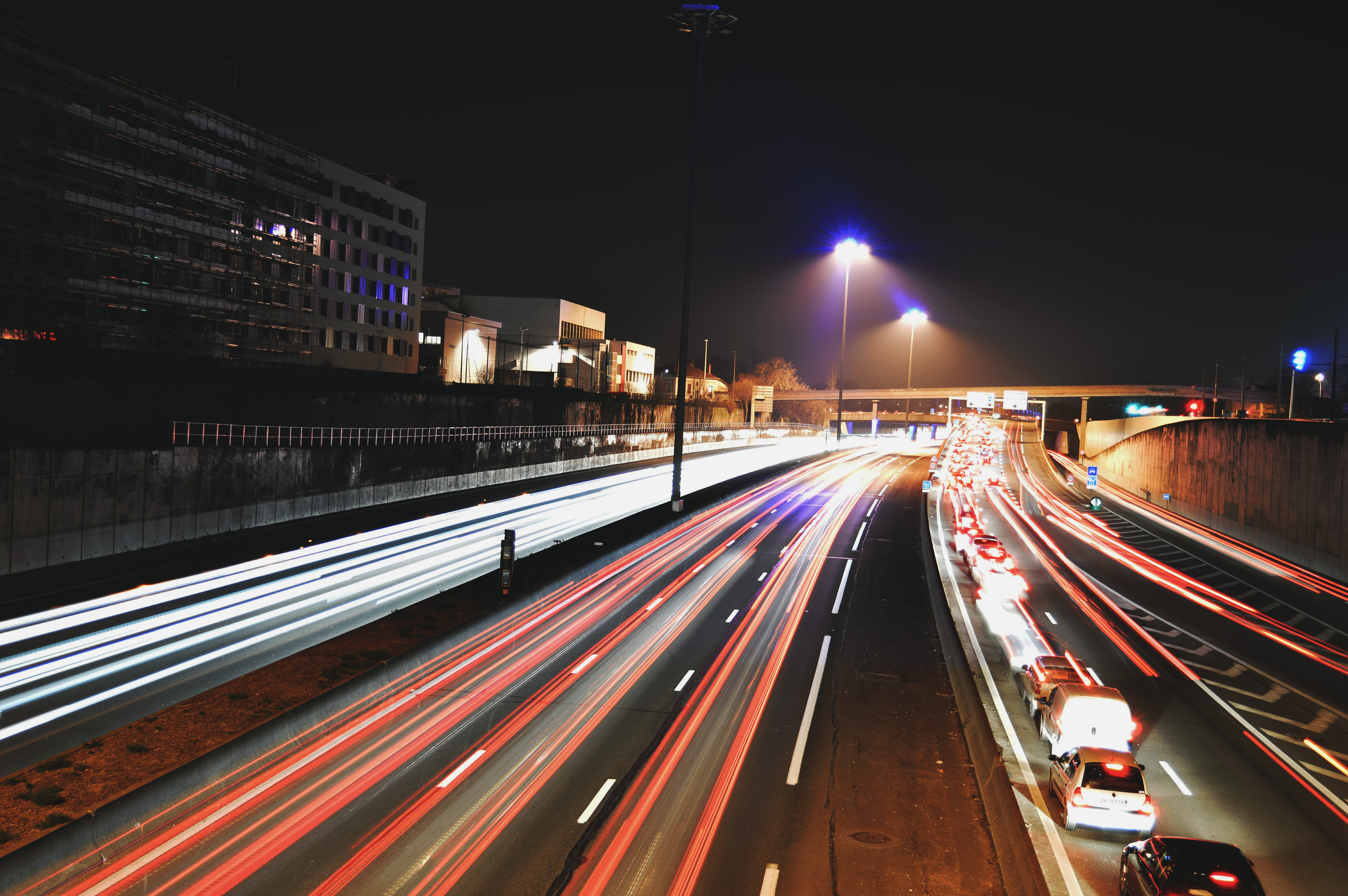 blurred motion, outdoors, built structure, motion, city, villeurbanne, city life, speed, lighting equipment, city street, long exposure, architecture, vehicle light, HD Wallpaper