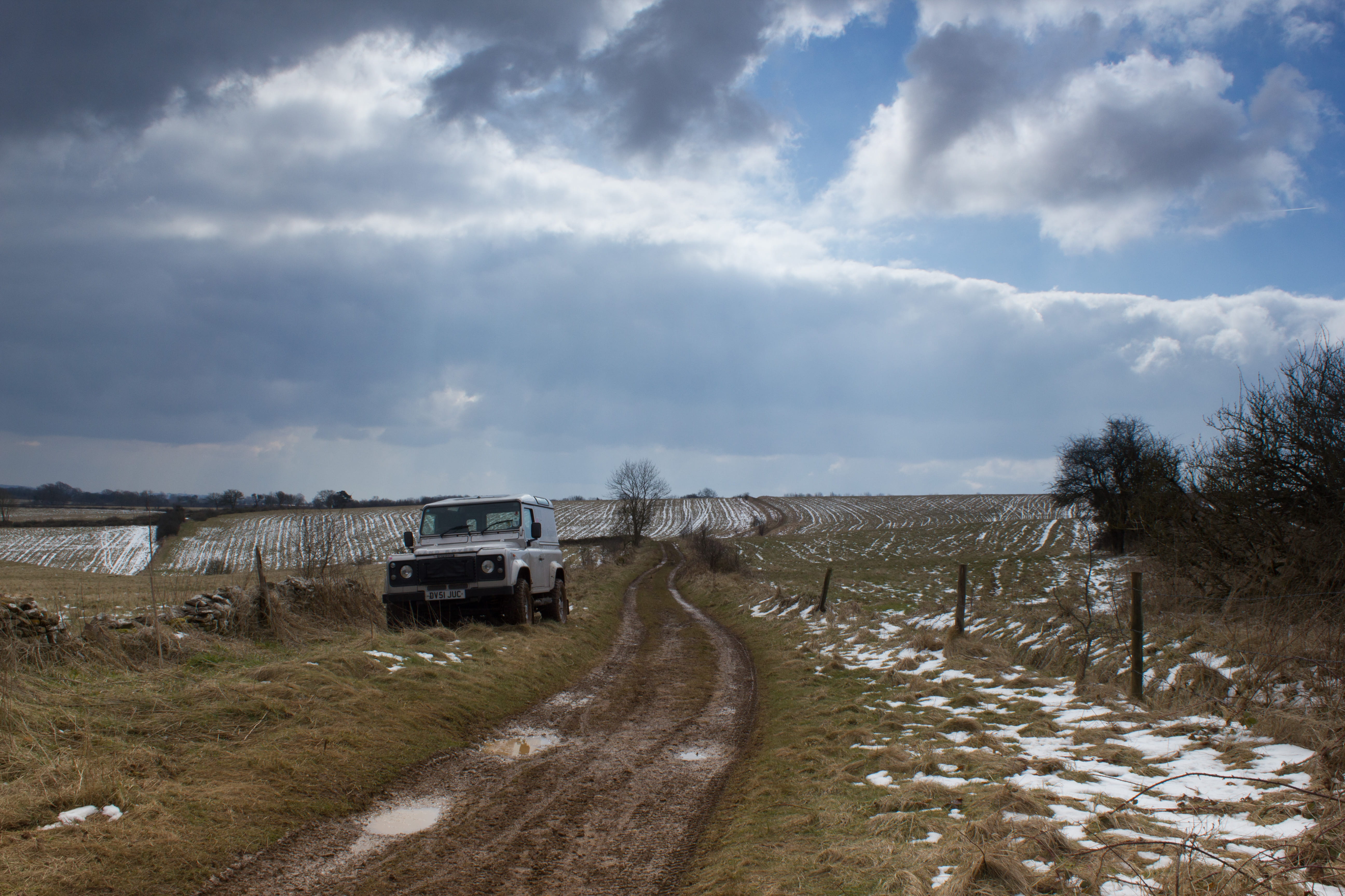 mud, sports utility vehicle, non-urban scene, land, landscape, motor vehicle, plant, sky, landrover, nature, direction, cloud - sky, track, outdoors, environment, HD Wallpaper