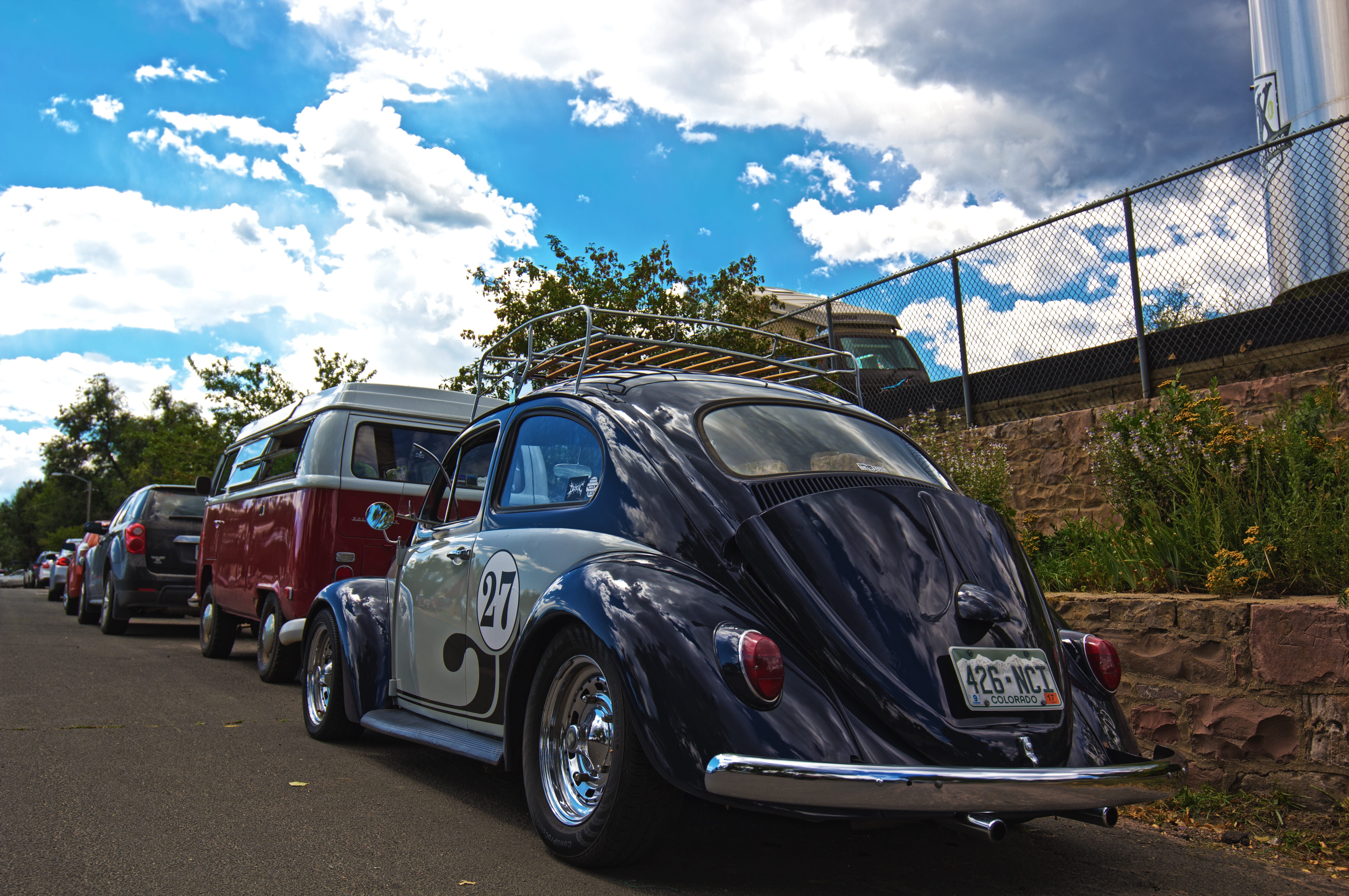 auto, iconic, customized, canon, street, rack, land vehicle, herbie, day, motion, bug, coupe, city, cloud - sky, 5K, tree, ivywild, hippy, european, people, HD Wallpaper