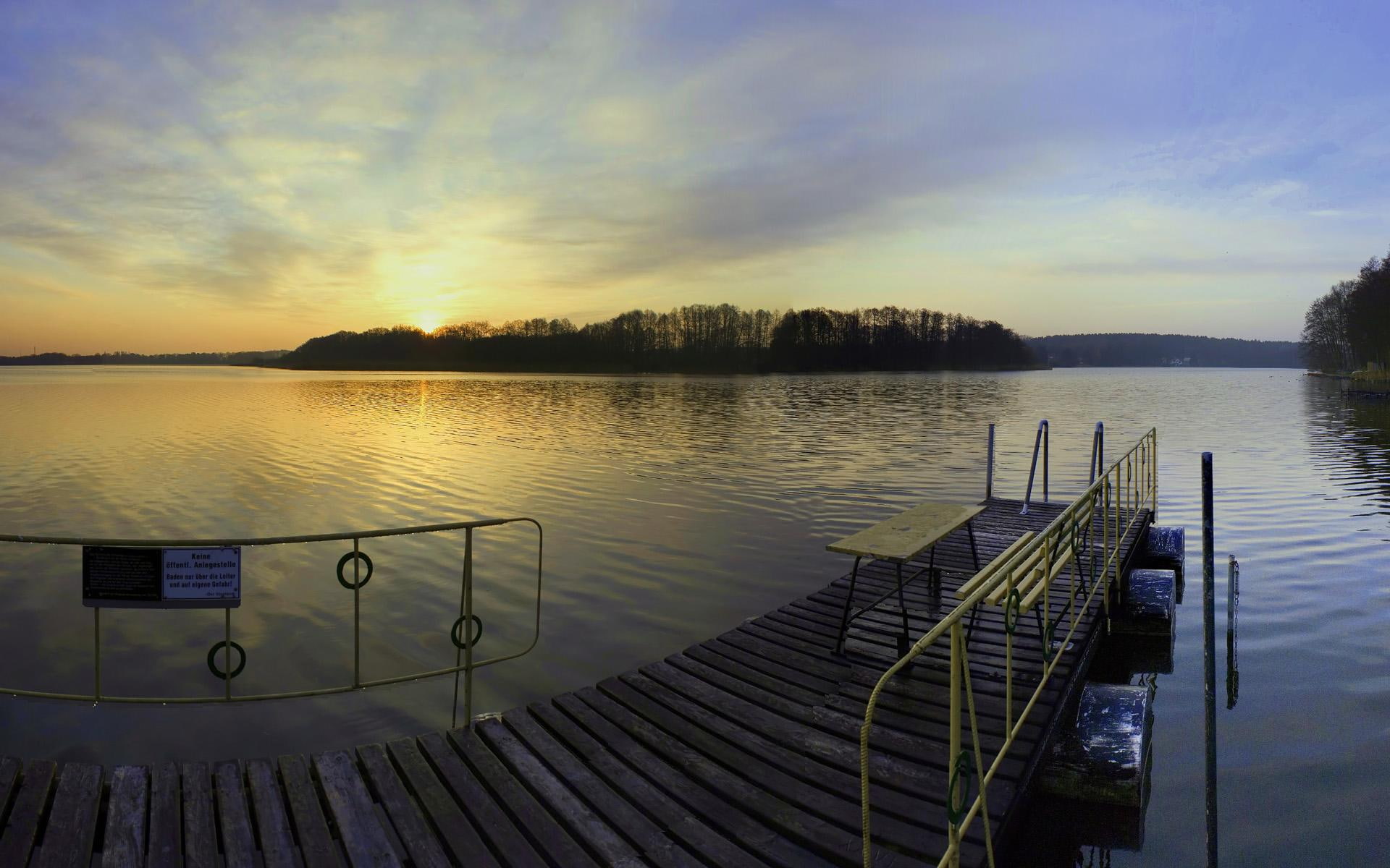 3d and abstract, place, 1080P, pier, lake, buggi, morning, germany, HD Wallpaper