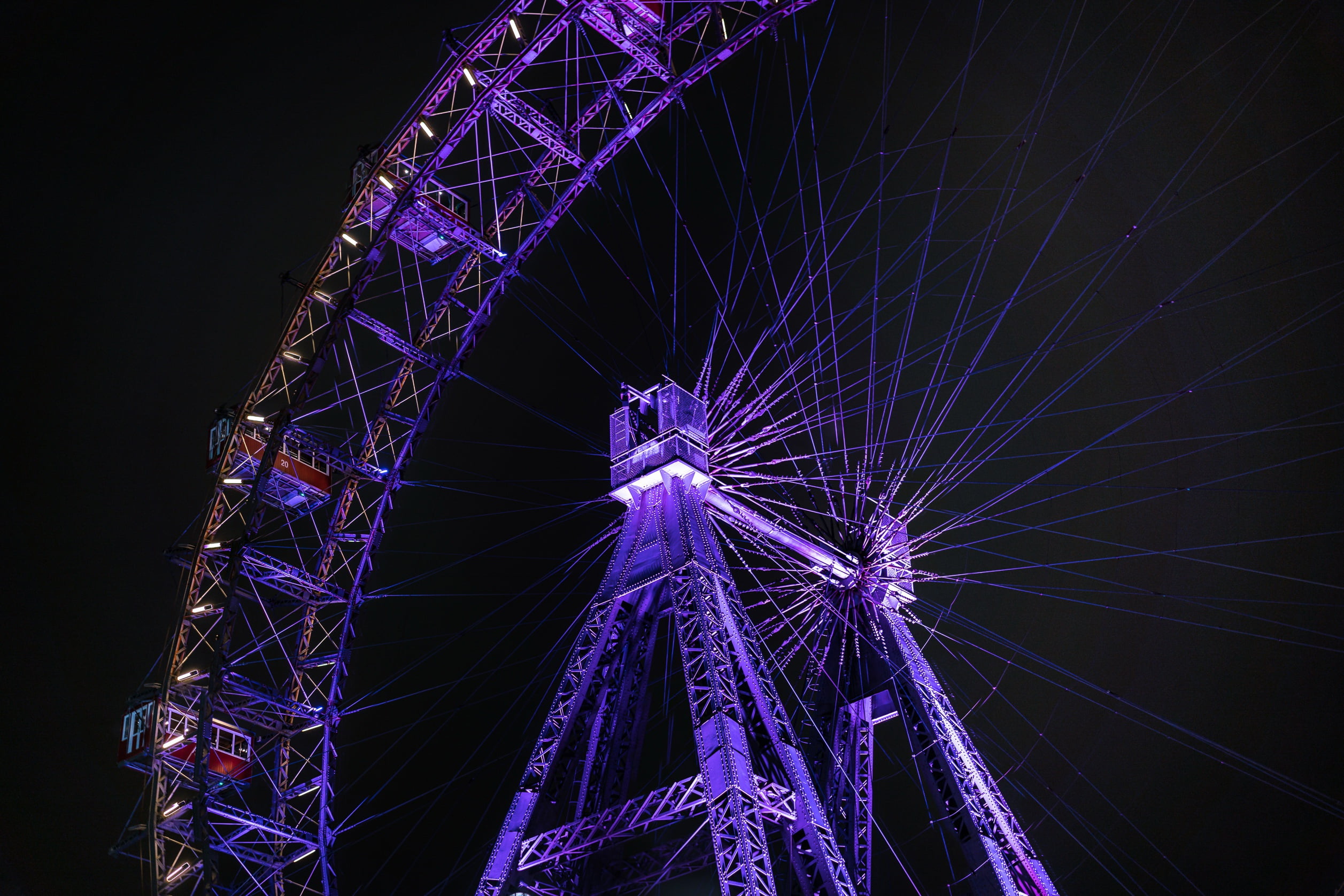 heavy metal, Ferris wheel, night, ferris whell, 1080P, Vienna, HD Wallpaper