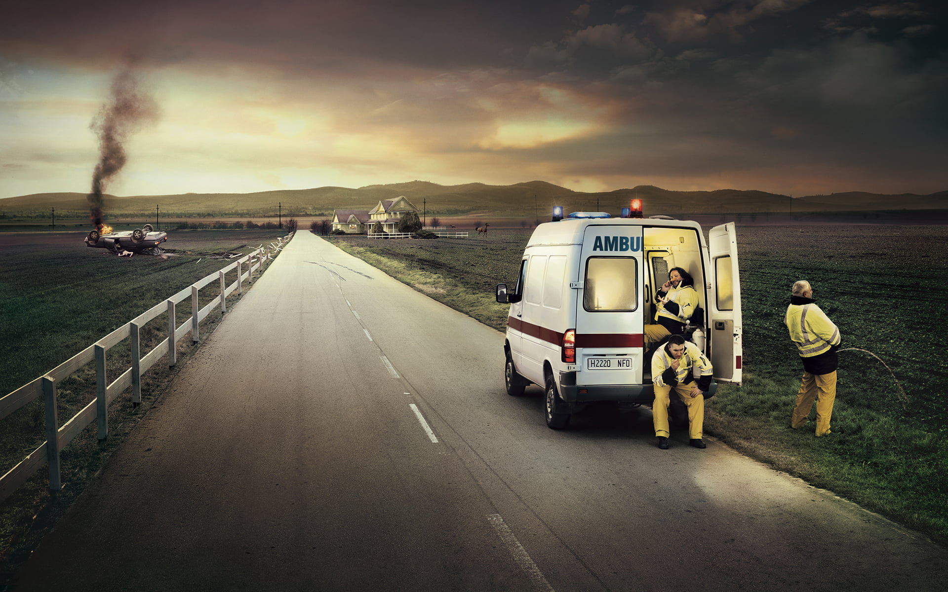 sunset, motion, sky, mode of transportation, land vehicle, driving, transportation, semi-truck, 1080P, road, the way forward, travel, direction, dusk, HD Wallpaper