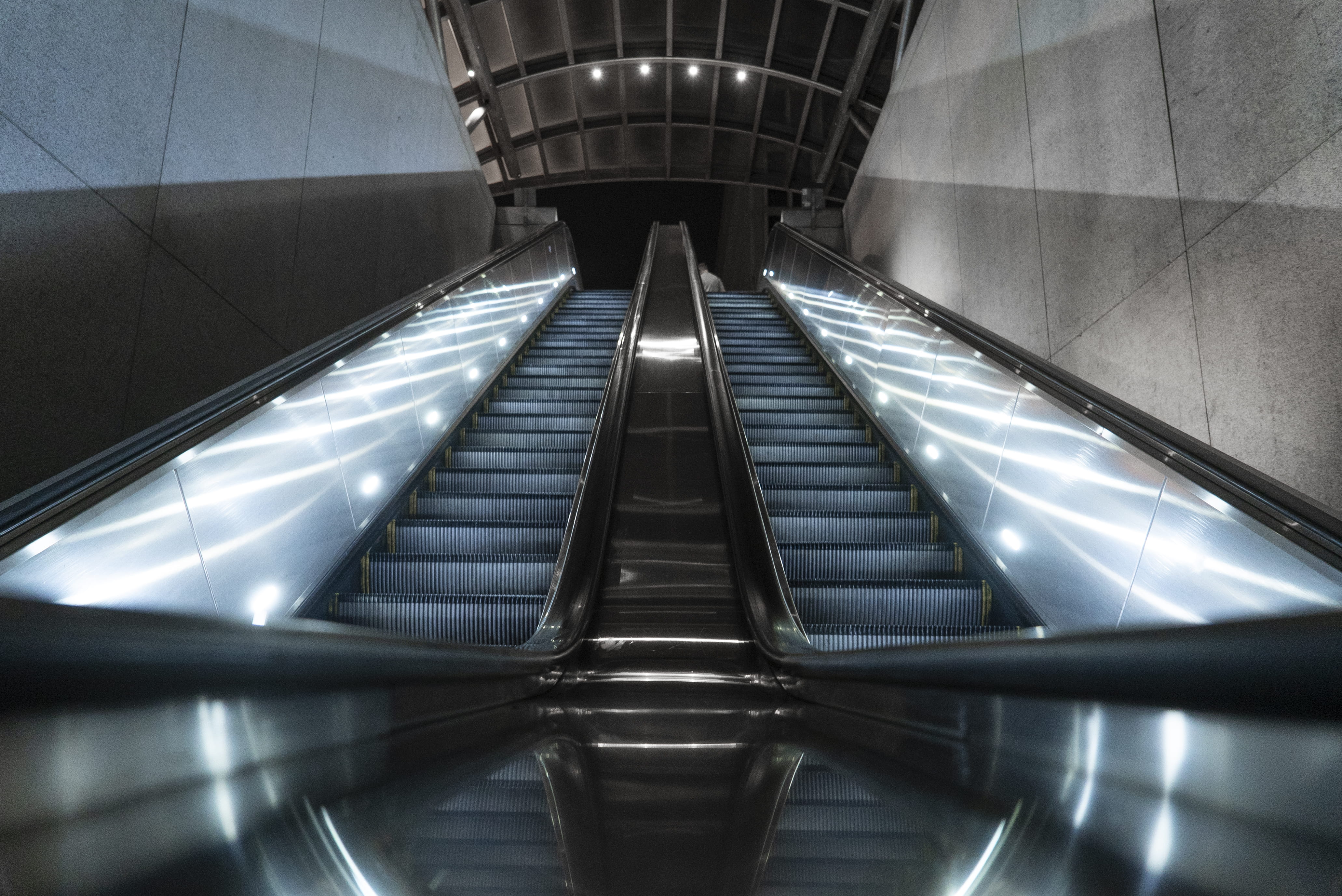 staircase, urban, walk, direction, steps and staircases, convenience, neon, railing, washington, van ness, metal, futuristic, light, 4K, architecture, HD Wallpaper