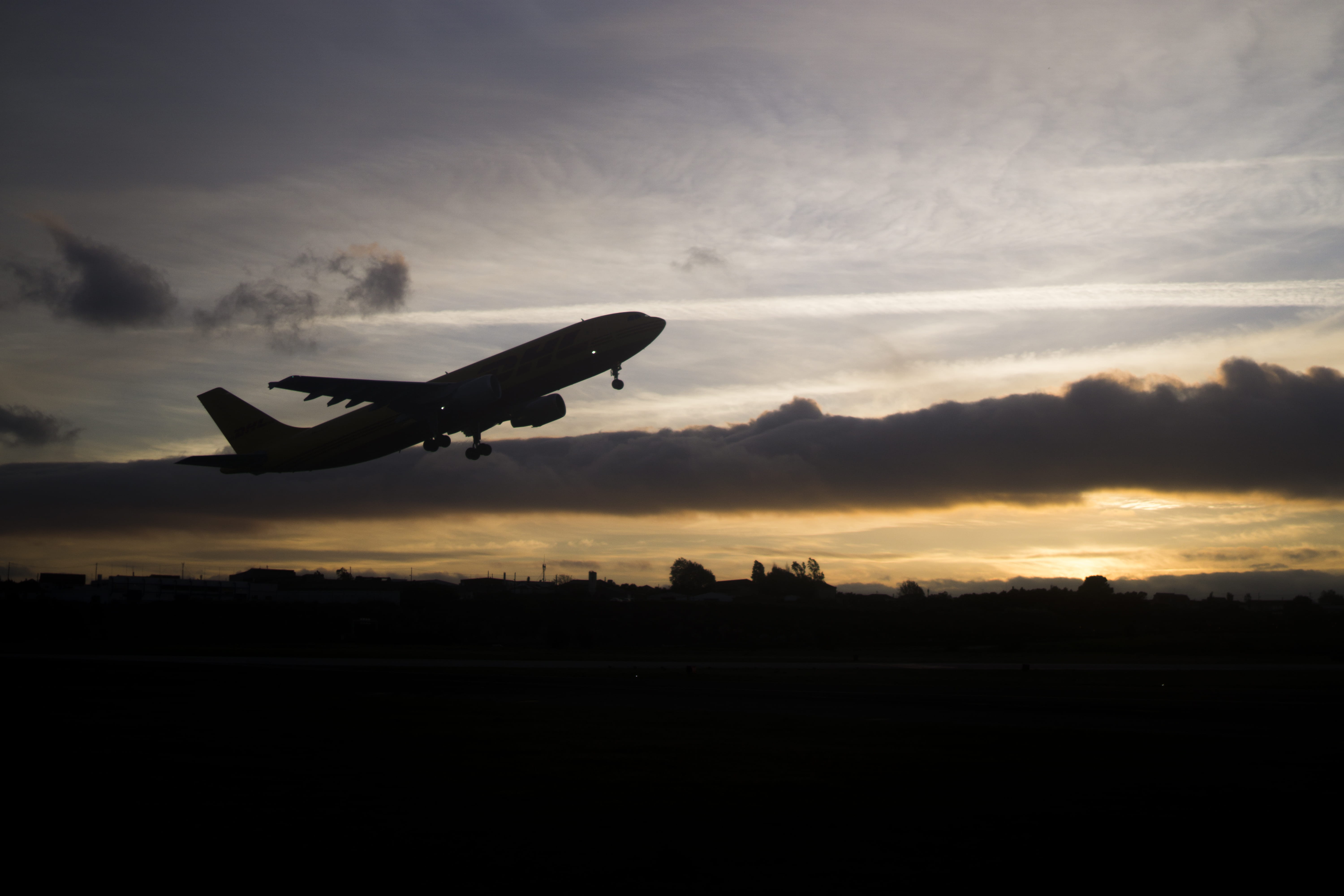 takeoff, evening, landscape, a6000, beauty in nature, plane, field, zeiss, silhouette, cloud - sky, flying, airplane, black, air, portugal, track, outdoors, HD Wallpaper