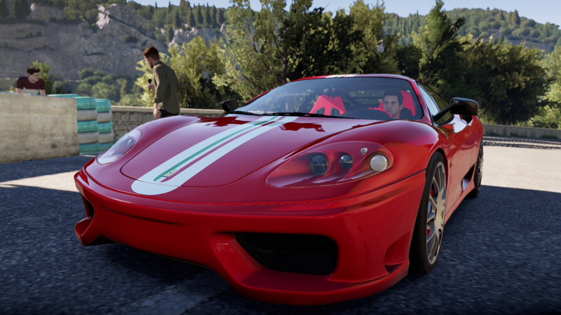 males, people, red, transportation, road, car, day, mode of transportation, Ferrari, convertible, real people, luxury, outdoors, land vehicle, Forza Horizon 2, HD Wallpaper