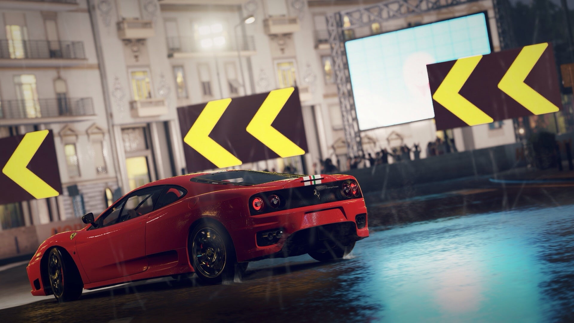 symbol, no people, sign, mode of transportation, flag, red, communication, focus on foreground, Forza Horizon 2, close-up, 1080P, red cars, motor vehicle, HD Wallpaper
