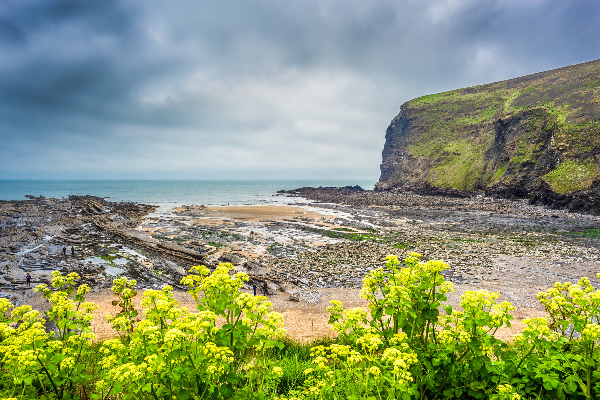 yellow, travel, nature, photo, dark, mountain, rocks, landscape, United Kingdom, sony a7, saturation, Cornwall, sea, England, united, 1080P, coastline, HD Wallpaper