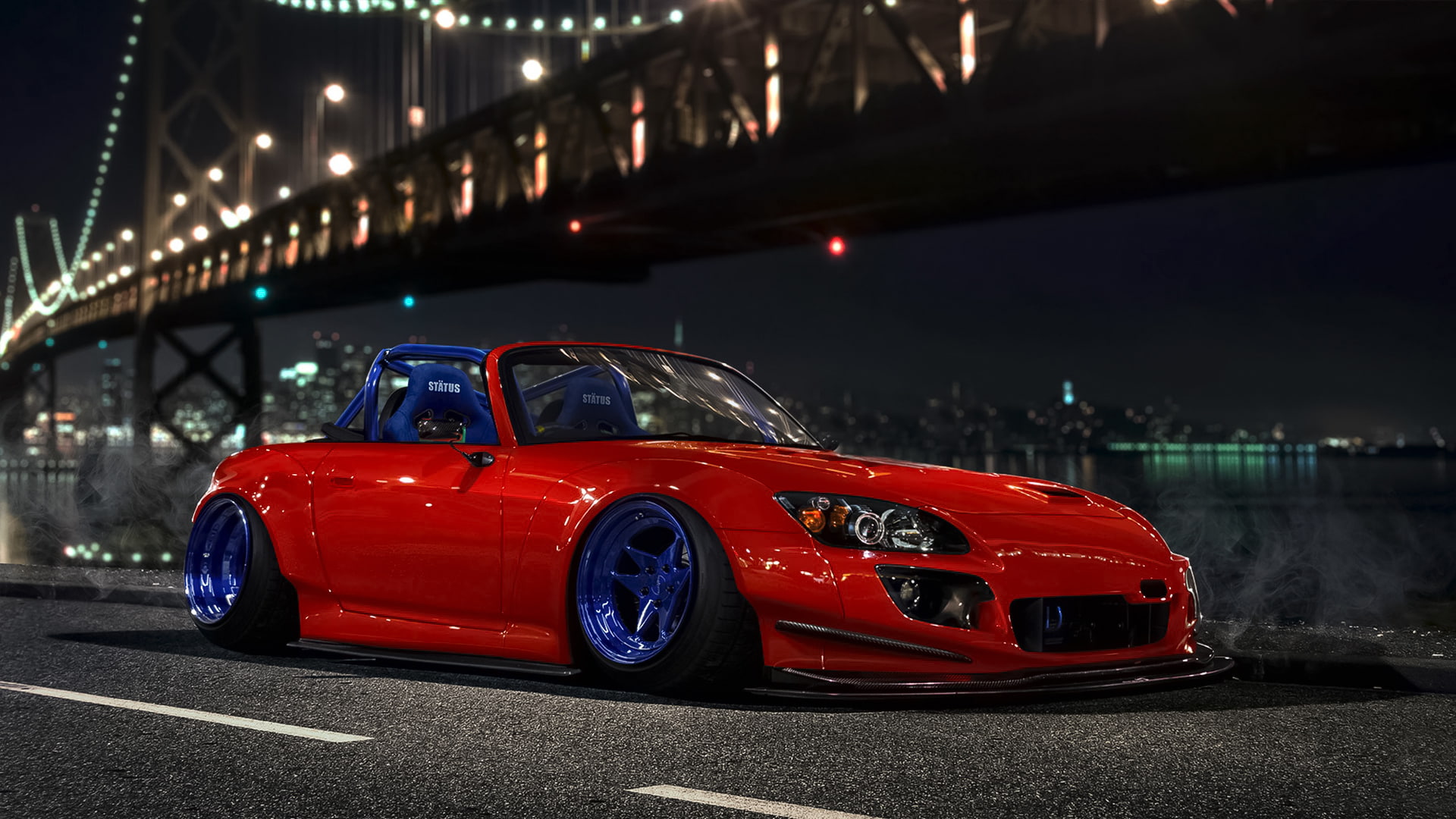 Design, Car, Low, Orange, Front, Stance, 1080P, S2000, Honda, by Hugo Silva, HD Wallpaper