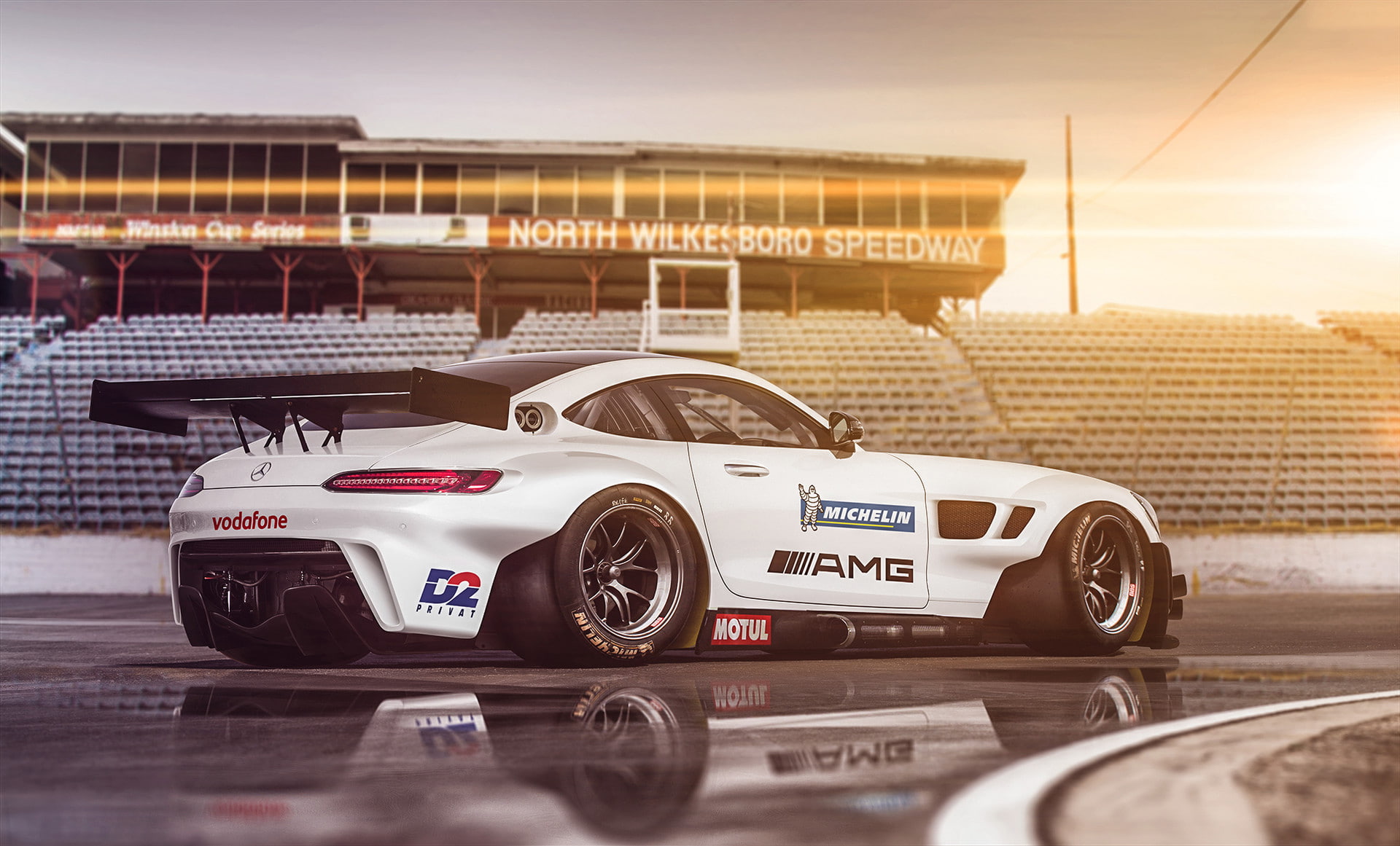 AMG, 1080P, Rear, Mercedes-Benz, Supercar, Hugo Silva, Race, White, HD Wallpaper