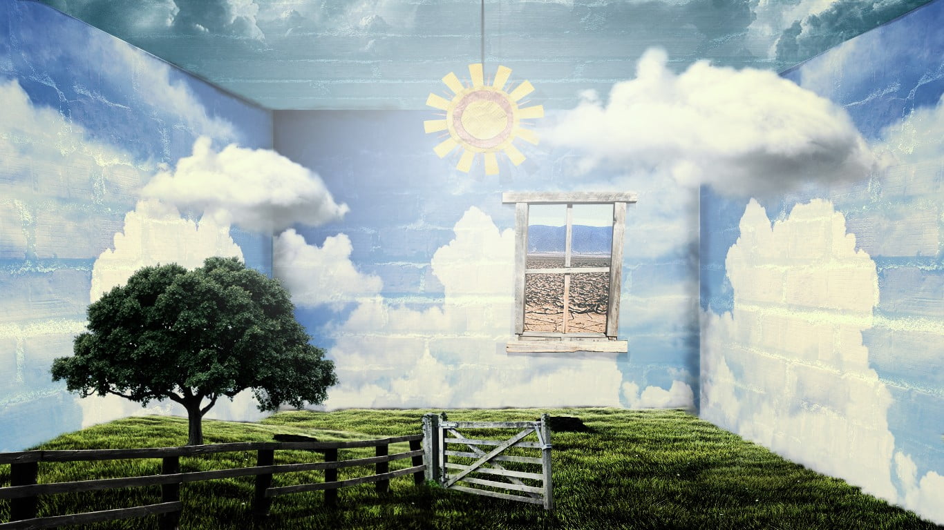 Earth, room, smoke - physical structure, field, wood - material, nature, sky, cloud - sky, digital composite, outdoors, building exterior, architecture, HD Wallpaper