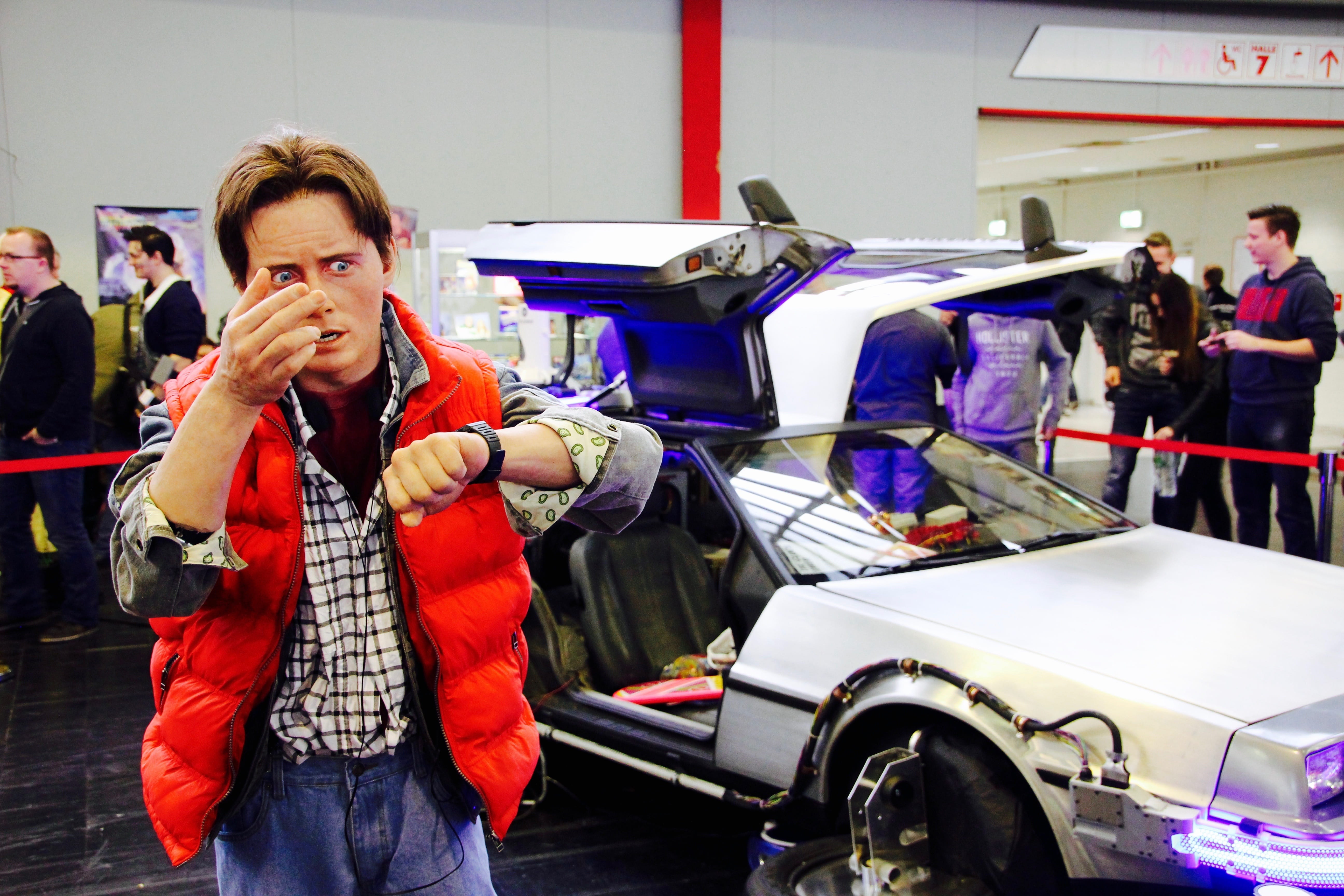 caucasian Ethnicity, mode of Transport, Mcfly, men, fair, car, figure, motor vehicle, group of people, group, comic, women, convention, back in the future, HD Wallpaper