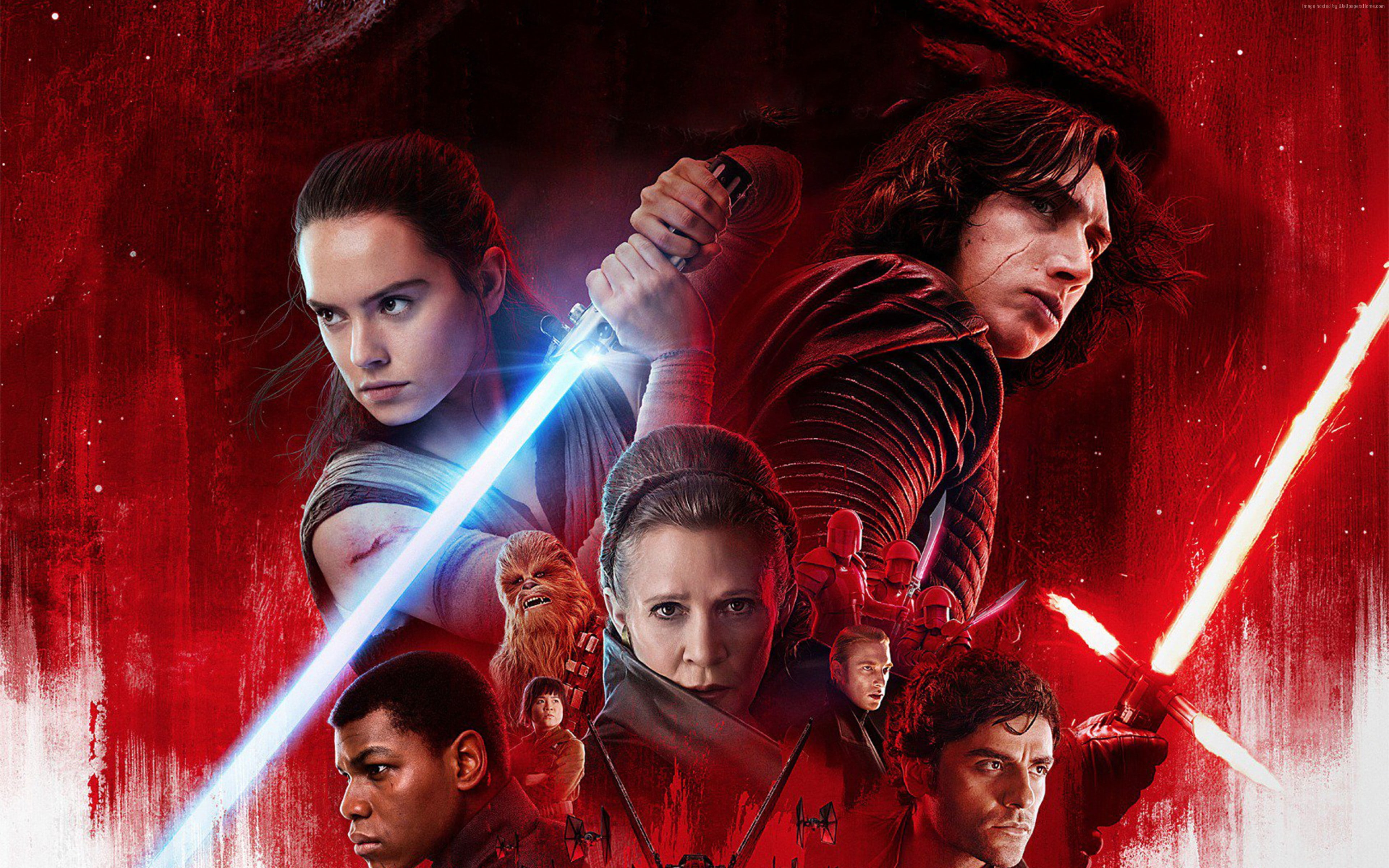 poster, 4K, 4K, Daisy Ridley, Star Wars: The Last Jedi, Adam Driver, Carrie Fisher, HD Wallpaper