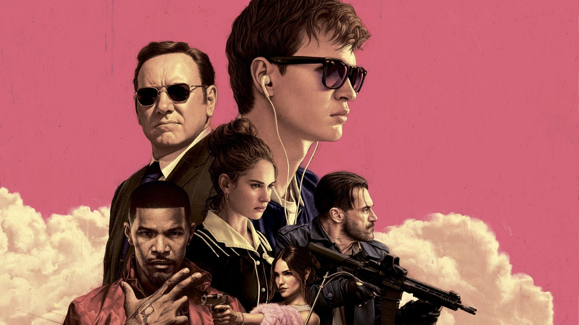 Buddy (Baby Driver), Debora (Baby Driver), young adult, smoke - physical structure, people, Baby (Baby Driver), women, togetherness, activity, Gun, men, HD Wallpaper