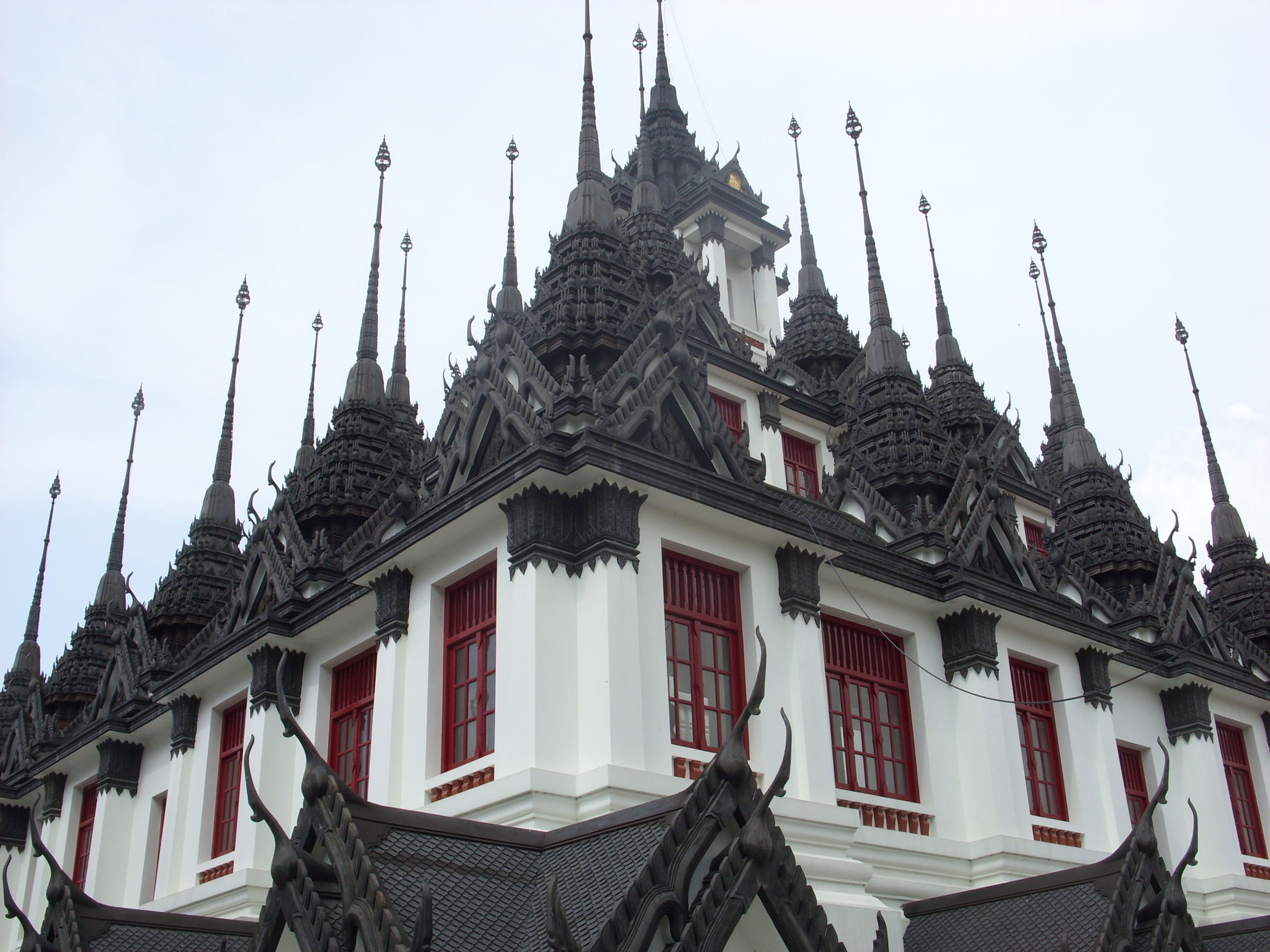 spire, built structure, the past, temple, loha, prasat, thai, belief, low angle view, day, history, clear sky, no people, metal palace, 1080P, religious, HD Wallpaper