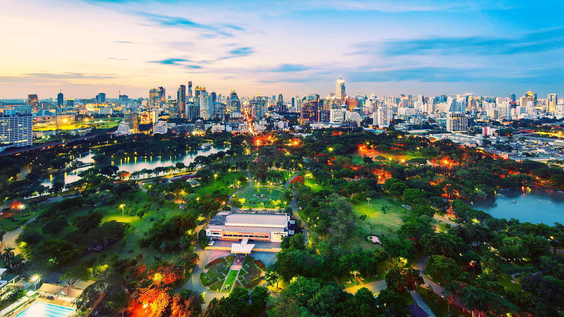bangkok, parks, clouds, hdr, sky, lumpini, thailand, 1080P, HD Wallpaper