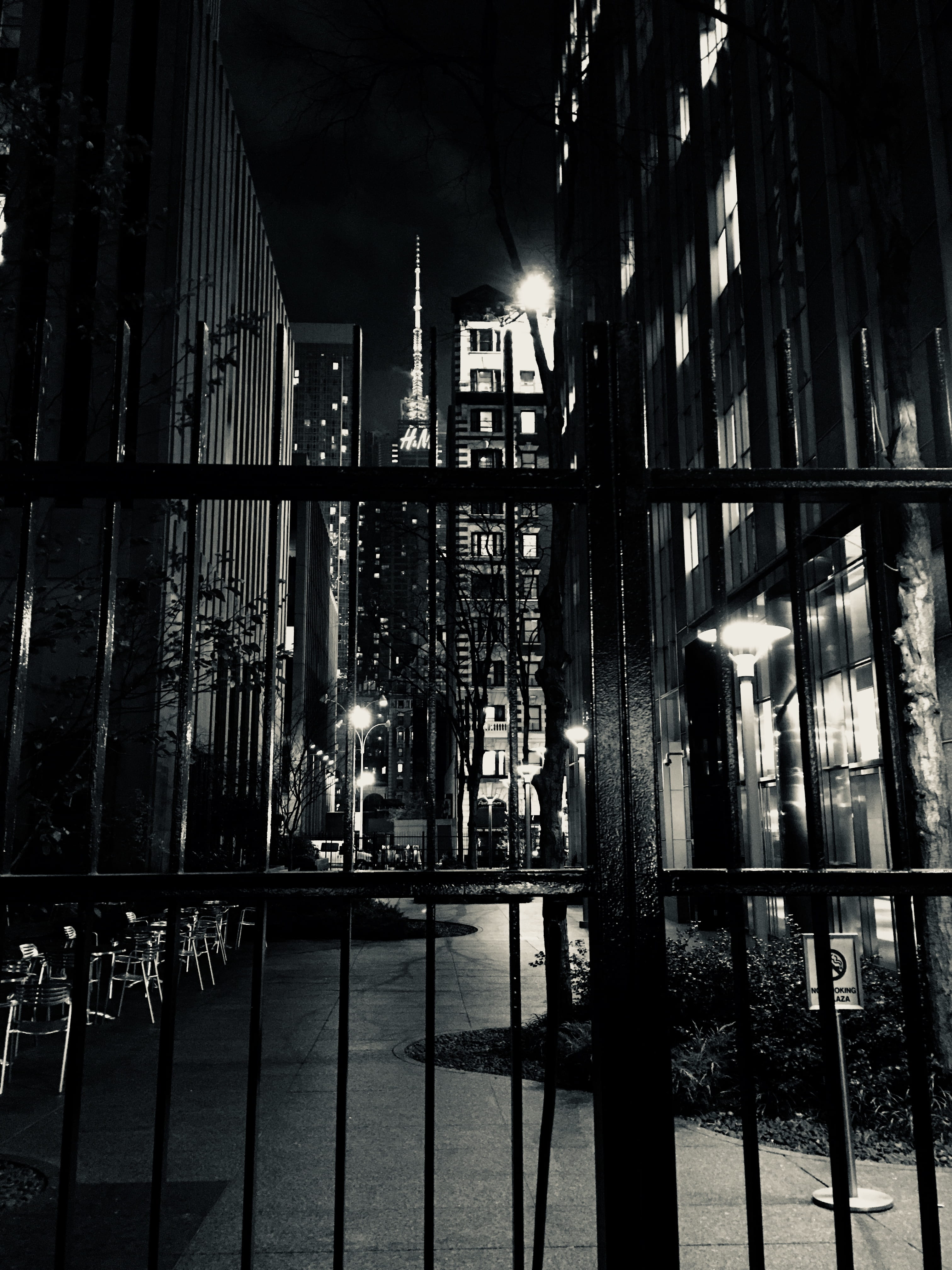gate, road, religion, windows, pavement, no people, alley, illuminated, railing, boundary, absence, fence, metal, dark, building, low angle view, city, Phone HD Wallpaper