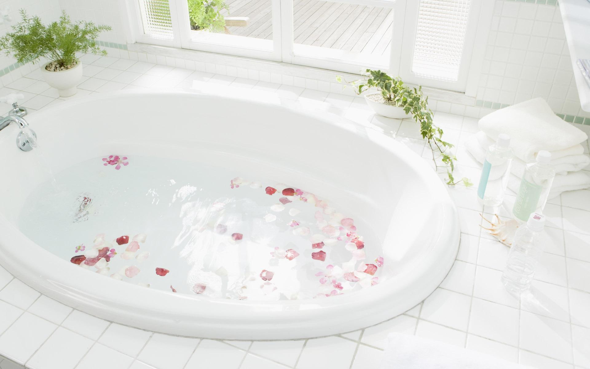 petals, towels, time, enjoy, wellness, spa, s, relaxing, foam, bath, 1080P, roses, white, 3d and abstract, HD Wallpaper
