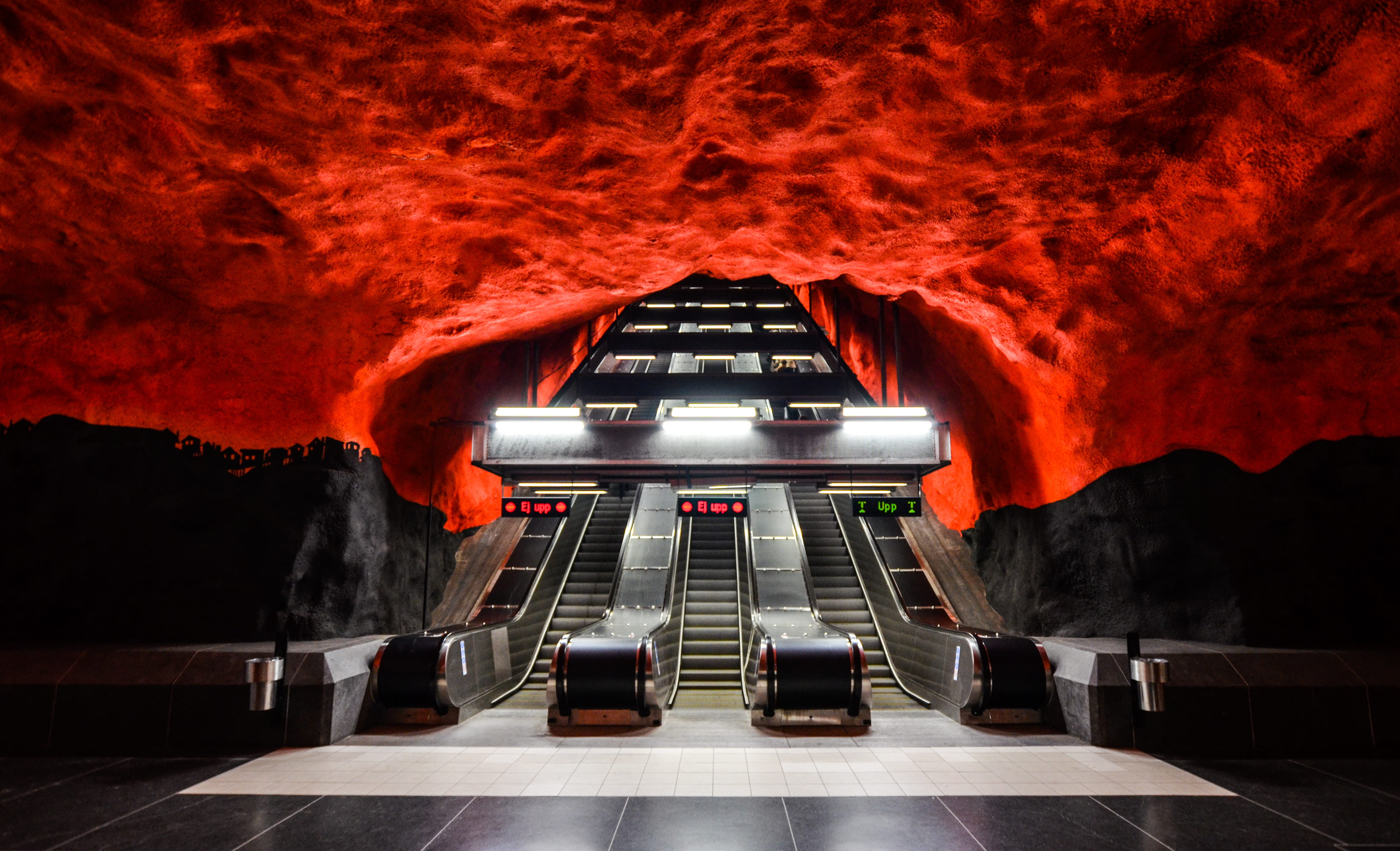 metro, urban, beauty in nature, communication, technology, transportation, steps and staircases, motion, travel, railing, built structure, flooring, red, HD Wallpaper