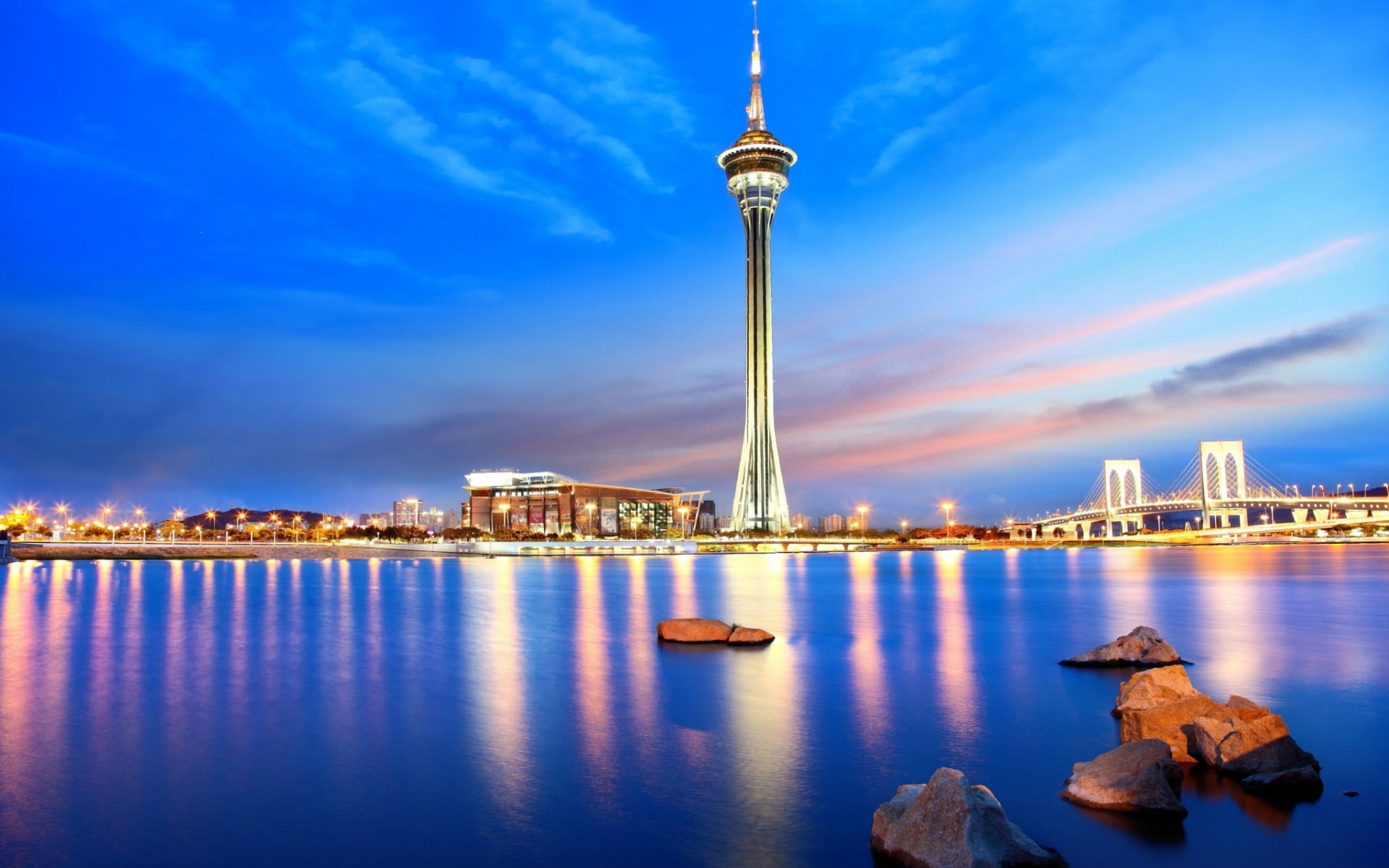 macao, night, 1080P, view, macau, HD Wallpaper