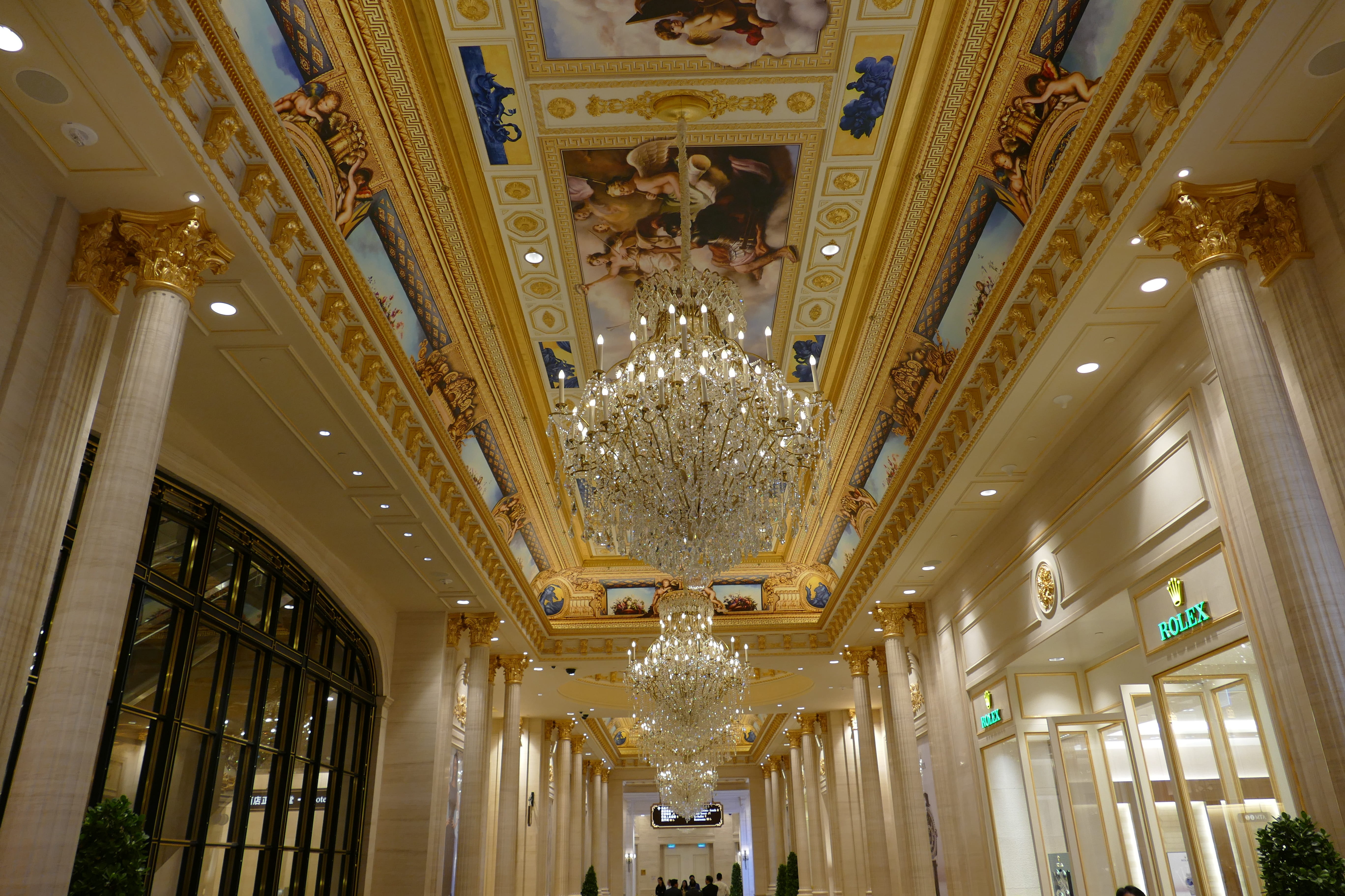 Macao, mural, architecture, luxury, decoration, Asia, building, tourism, hotel, places of interest, illuminated, elegance, architectural column, no people, HD Wallpaper