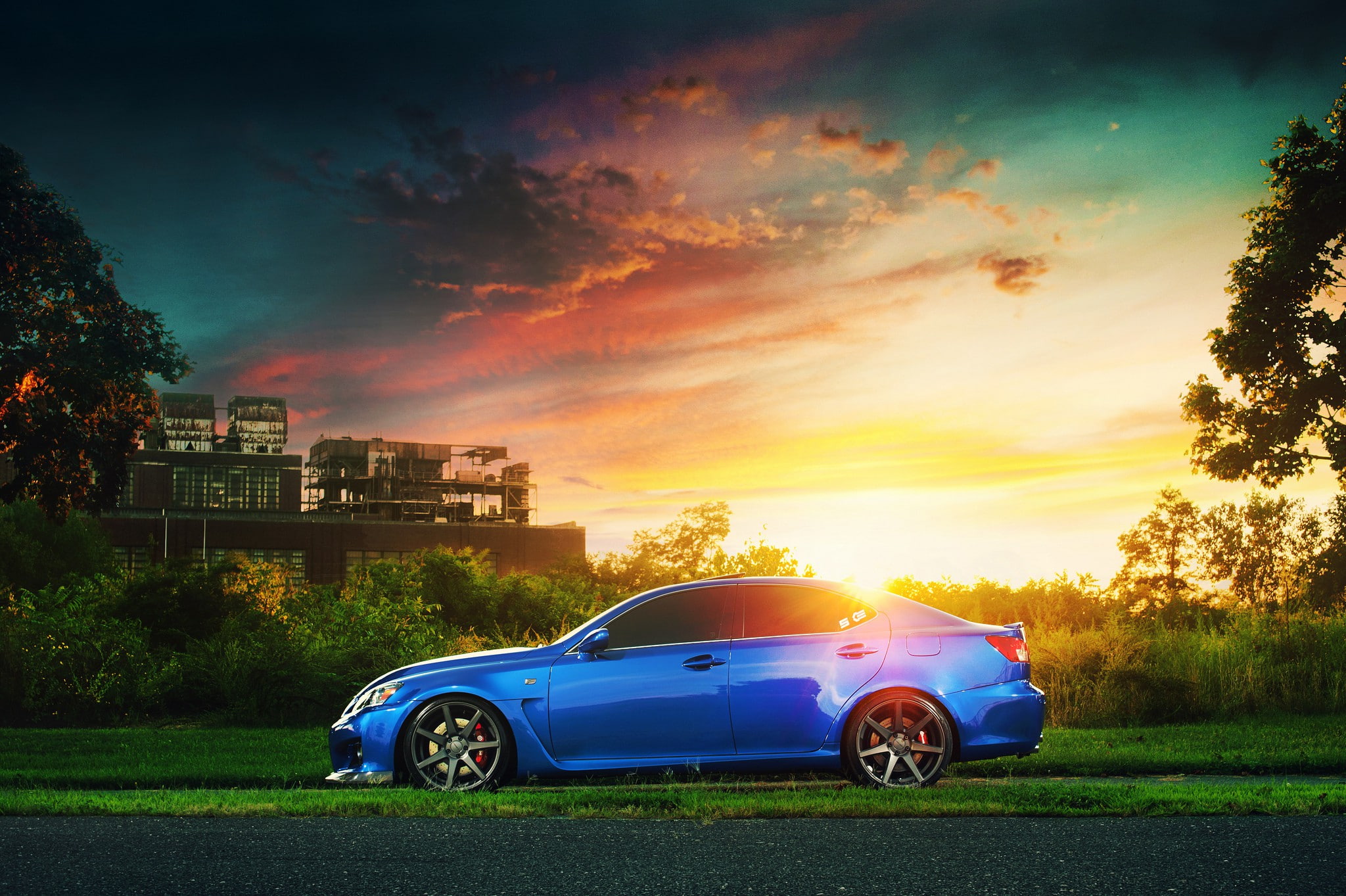 profile, IS F, Lexus, f, car, Pc, 1080P, blue, ls, sun, HD Wallpaper