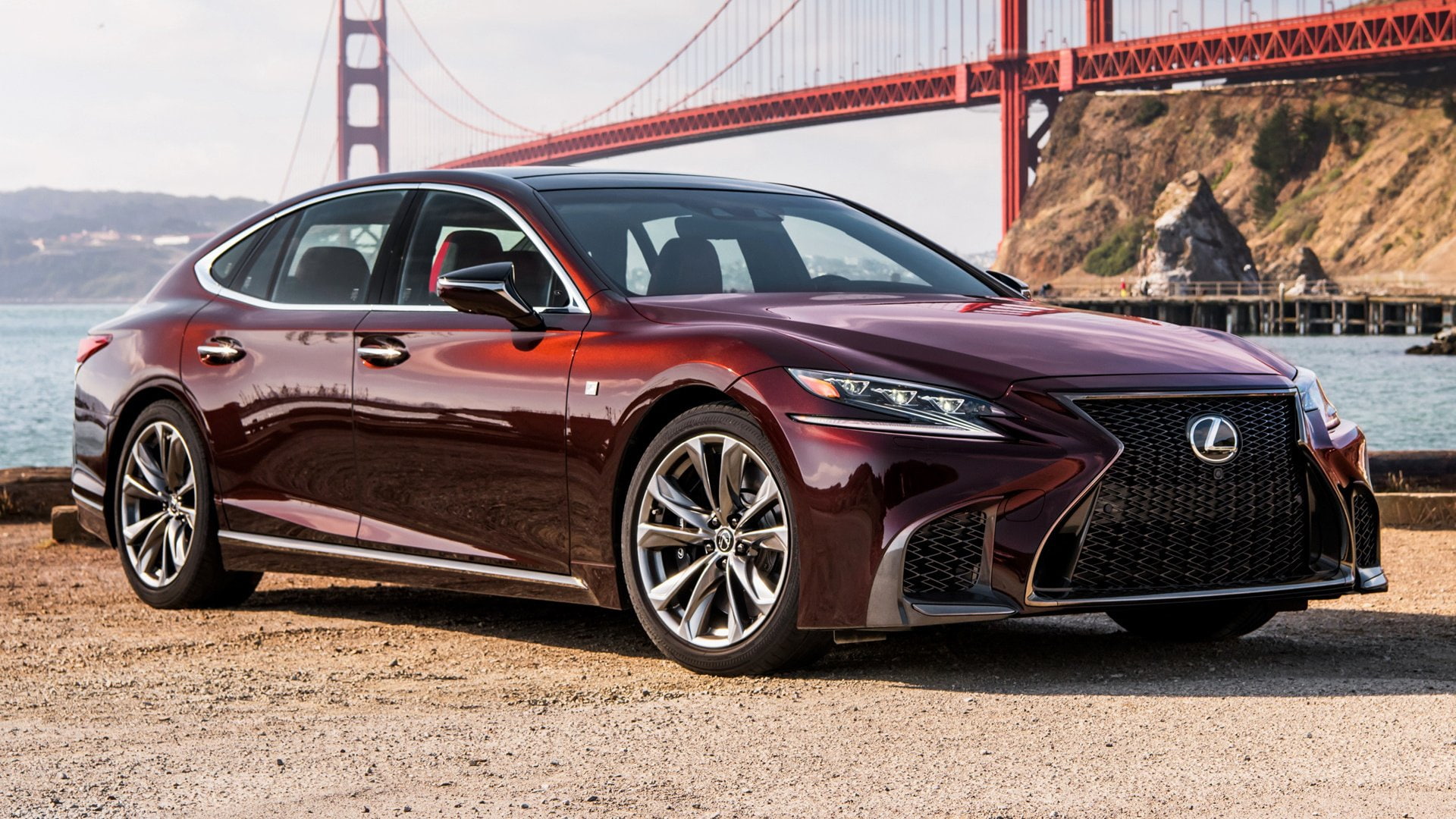 Lexus LS500, Red Car, Lexus, Sedan, Luxury Car, Full-Size Car, Lexus LS, 1080P, HD Wallpaper