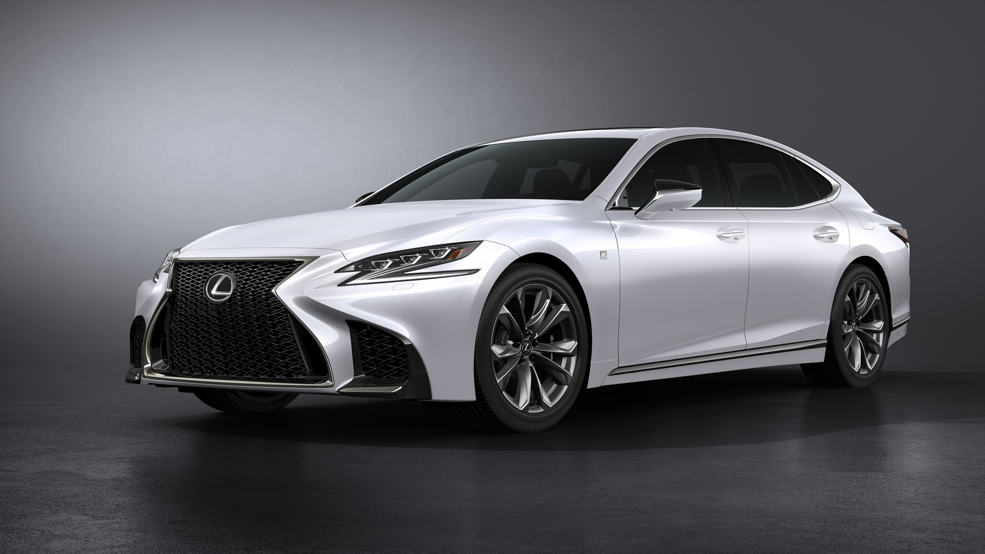 white, lexus, sedan, 2017 New York Auto Show, 4K, silver, Lexus LS 500 F Sport, HD Wallpaper