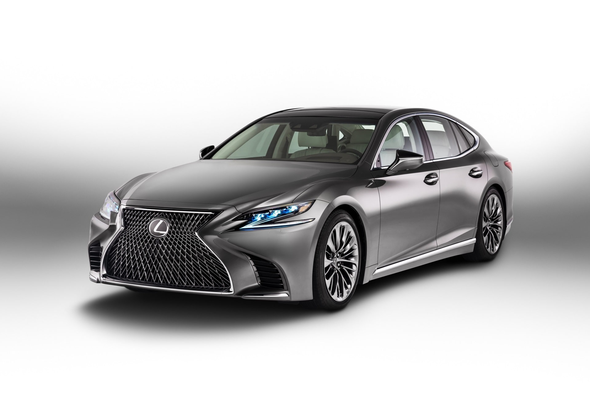 white background, silver colored, car, shiny, transportation, metal, 1080P, cut out, wealth, lexus ls 500 hd picture, studio shot, silver - metal, mode of transportation, HD Wallpaper