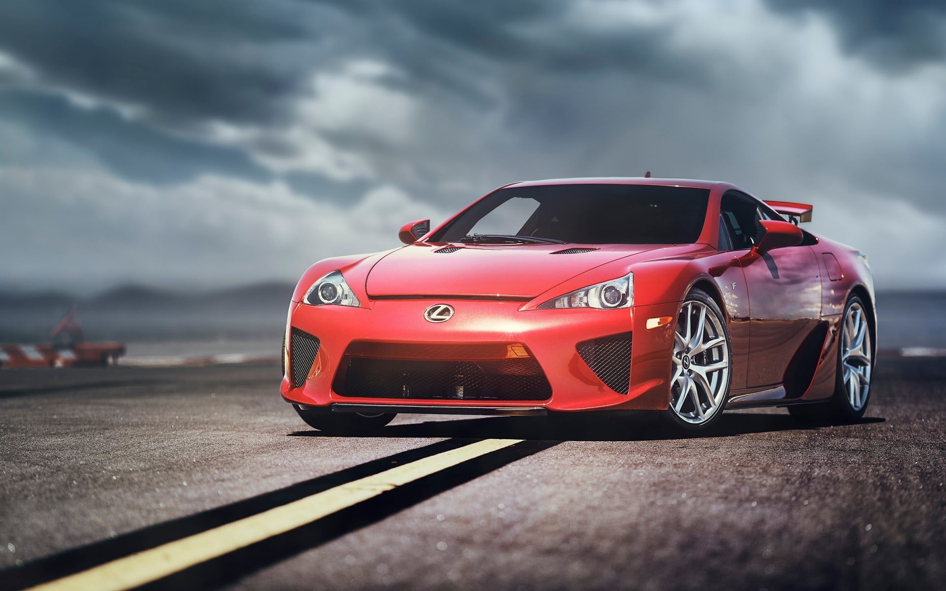 wheel, red cars, Lexus LFA, car, sports car, land vehicle, 1080P, transportation, mode of transportation, day, cloud - sky, red, selective focus, motor vehicle, HD Wallpaper