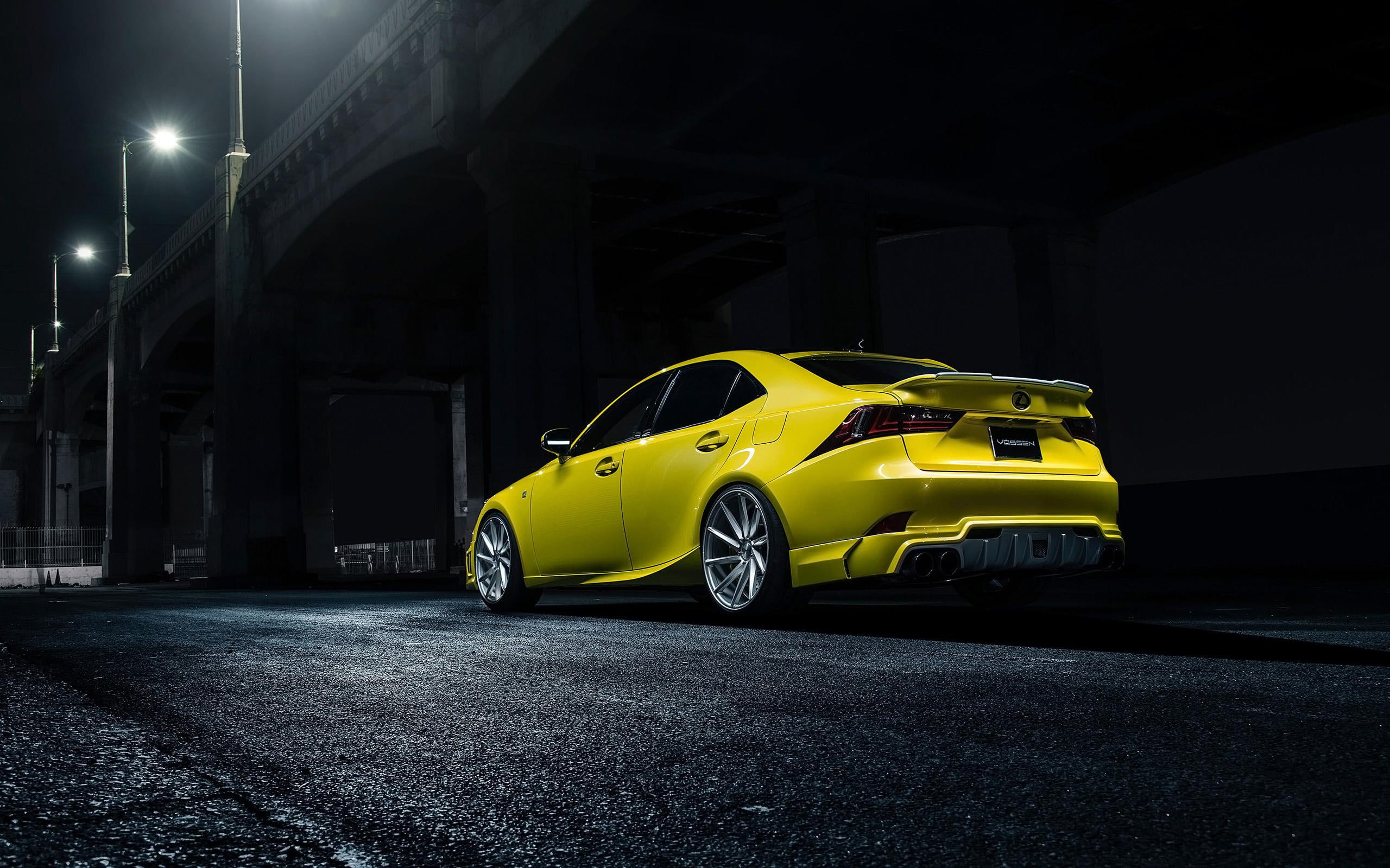 sedan, 2014, f, wheels, yellow, lexus, cars, sport, 2K, vossen, HD Wallpaper
