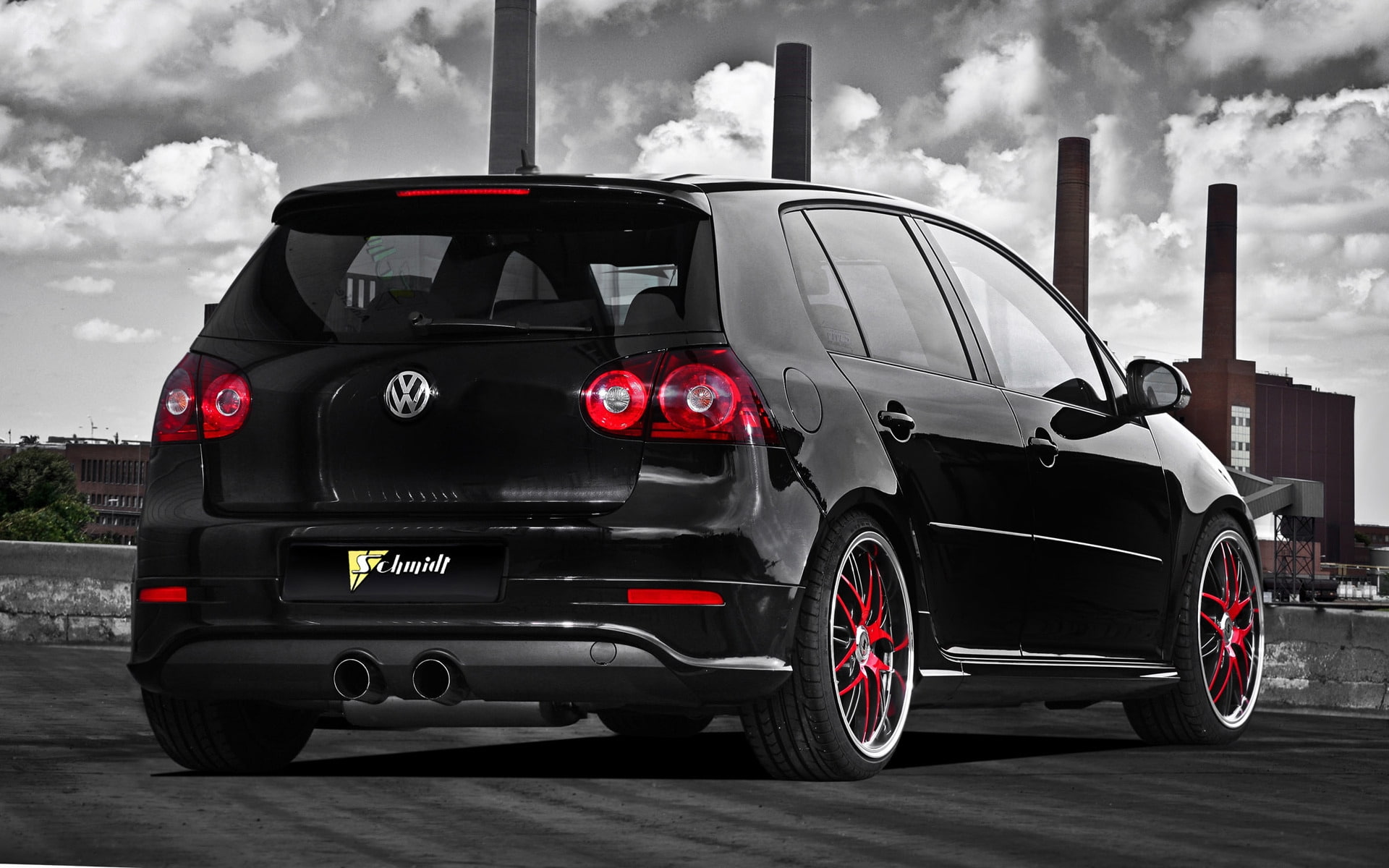 golf, volkswgen, black, vw, rear, 1080P, gti, schmidt, v, HD Wallpaper