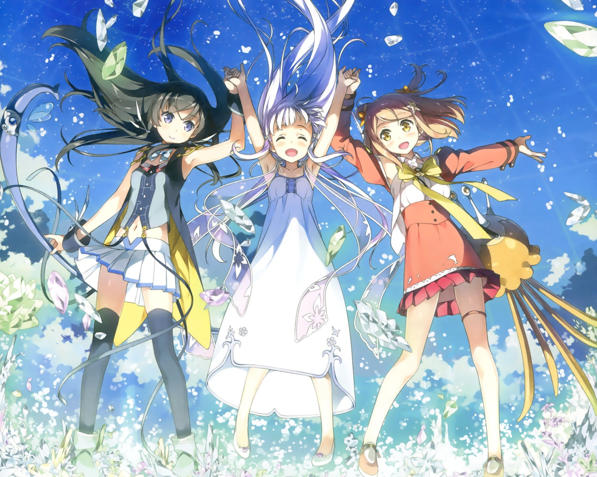 creativity, animal wildlife, amusement park, dress, representation, outdoors, blue, angel, sky, anime, male likeness, two, painting, Kantoku, human representation, HD Wallpaper