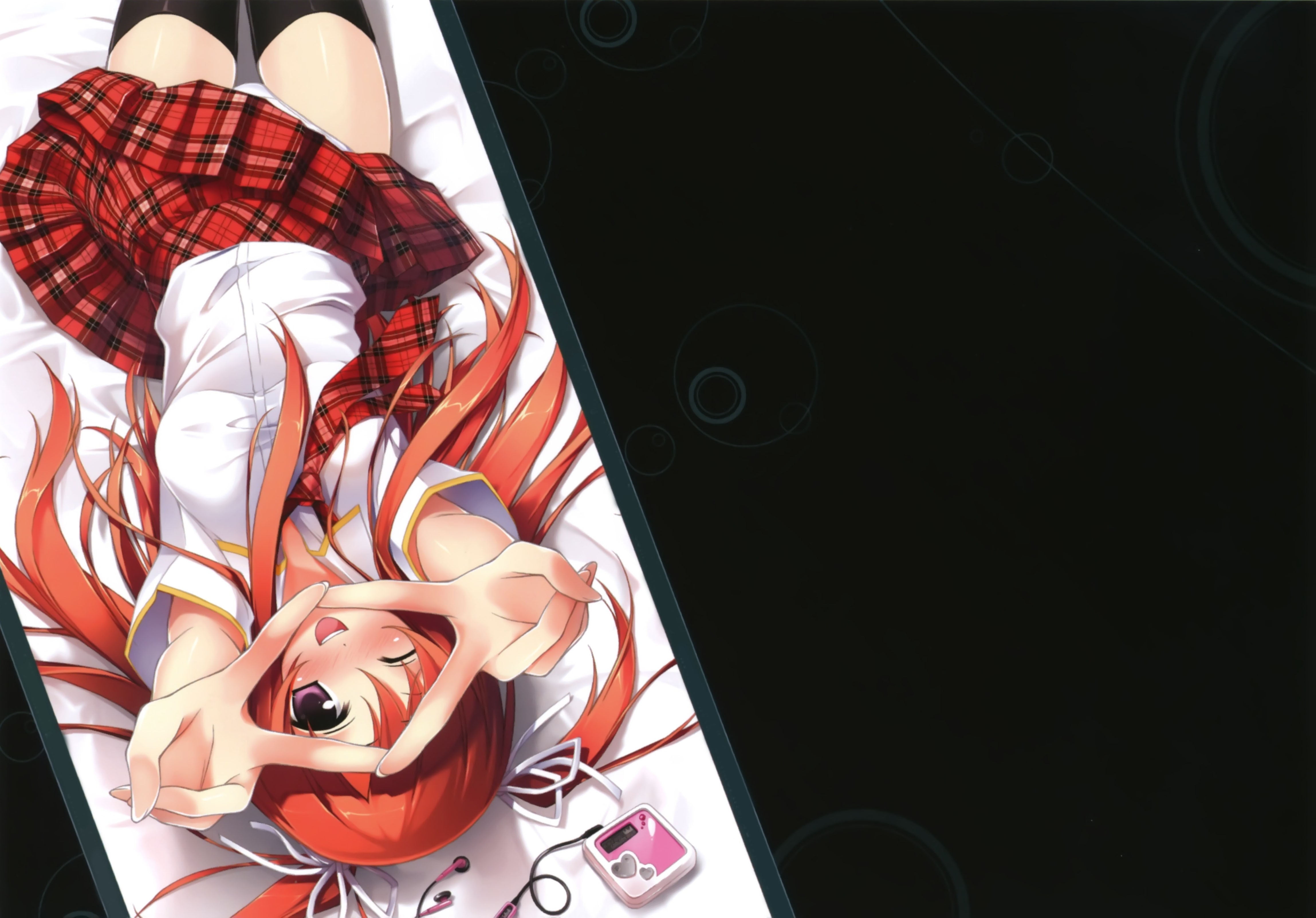 empty, food and drink, redhead, kitchen utensil, black color, white color, anime, household equipment, school uniform, high angle view, close-up, red, directly above, HD Wallpaper