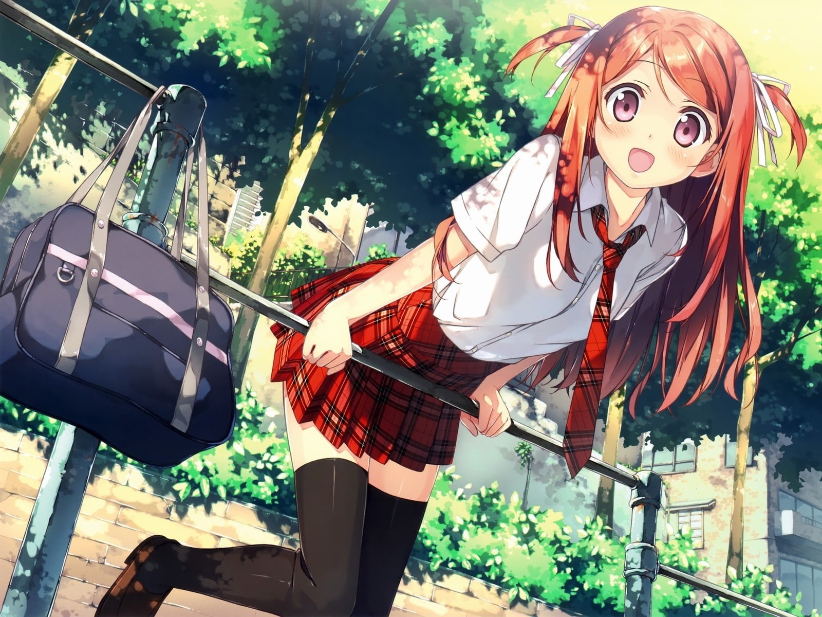 manga, thigh-highs, anime, school uniform, anime girls, Kantoku, 720P, original characters, schoolgirl, Your Diary, HD Wallpaper