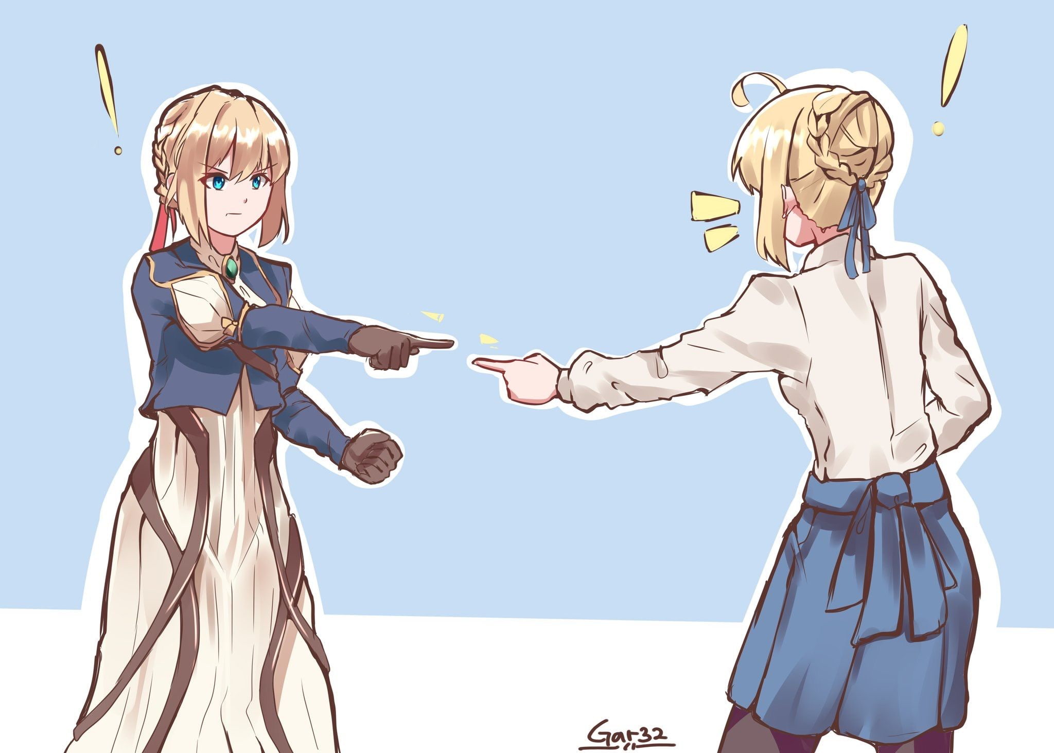 FateStay Night, 1080P, anime girls, Violet Evergarden, Saber, Violet Evergarden (anime), crossover, Fate Series, HD Wallpaper