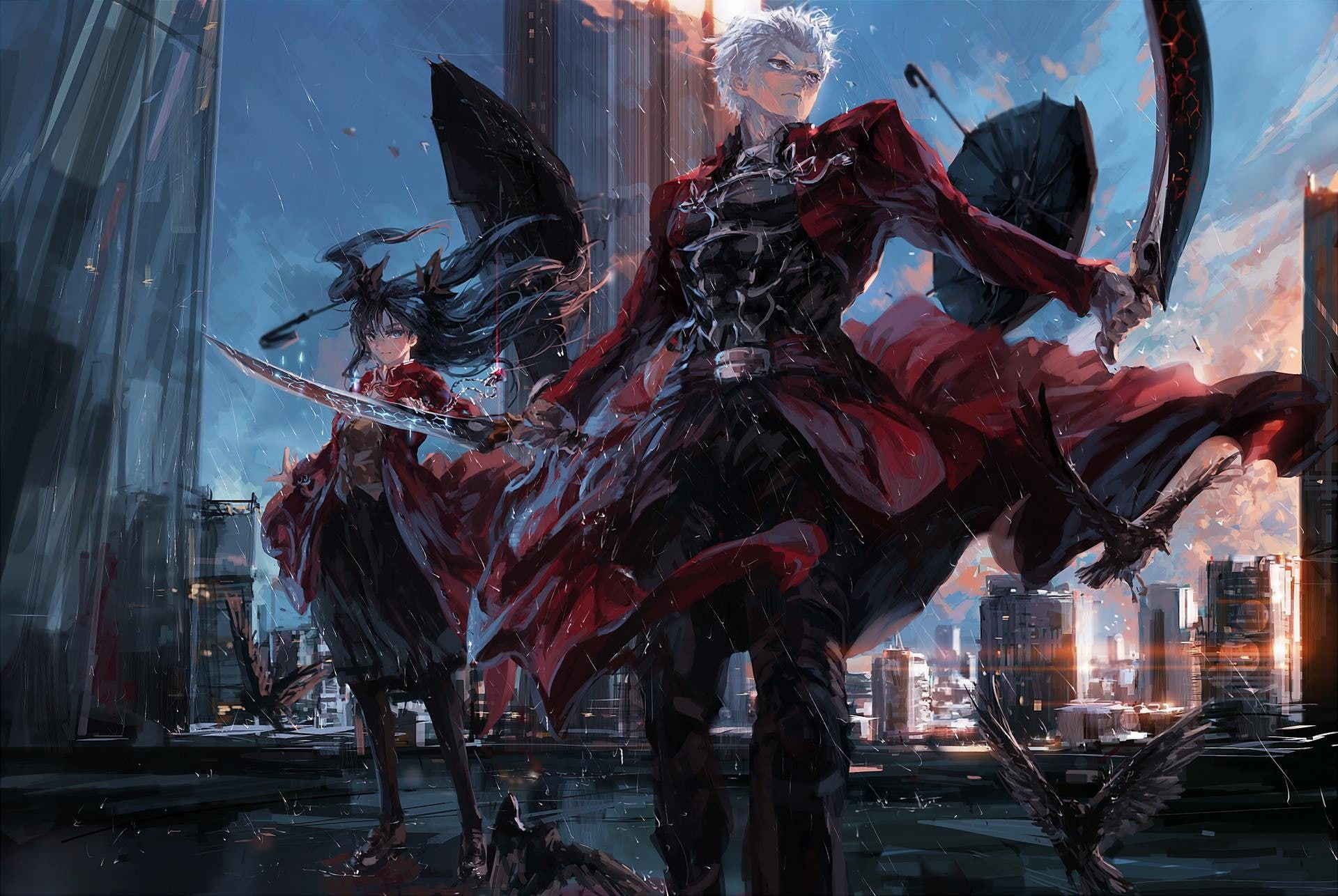 FateStay Night: Unlimited Blade Works, FateStay Night, 1080P, Tohsaka Rin, Fate Series, Archer (FateStay Night), HD Wallpaper