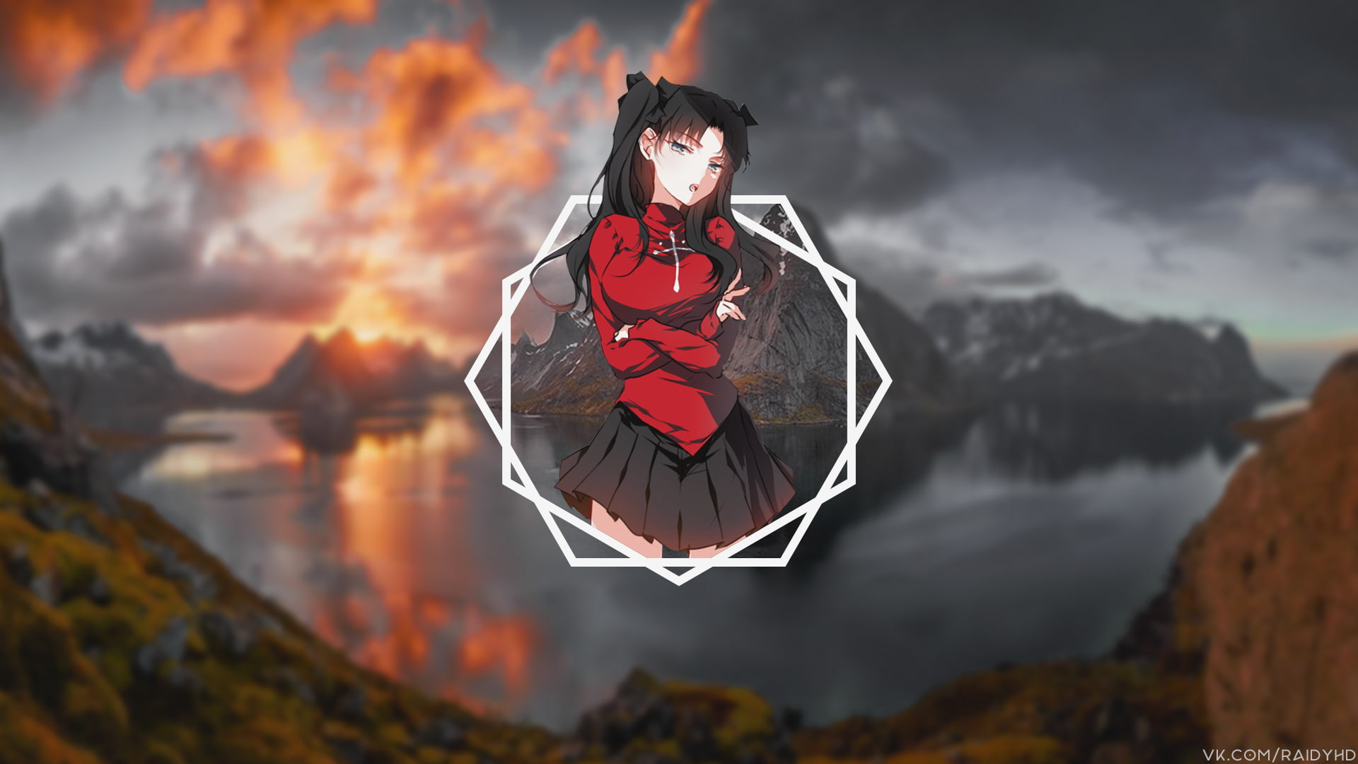 anime, picture-in-picture, anime girls, 1080P, Tohsaka Rin, FateStay Night, HD Wallpaper