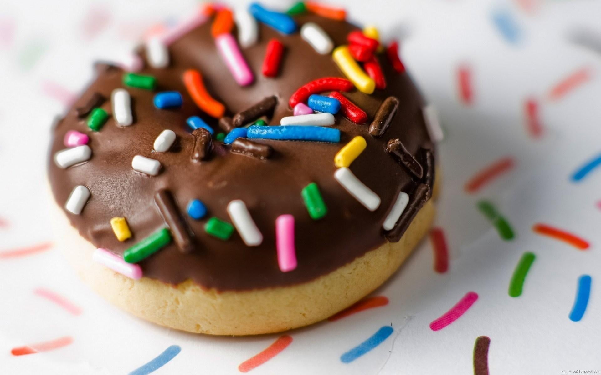 chocolate, food, 1080P, donut, sprinkles, HD Wallpaper