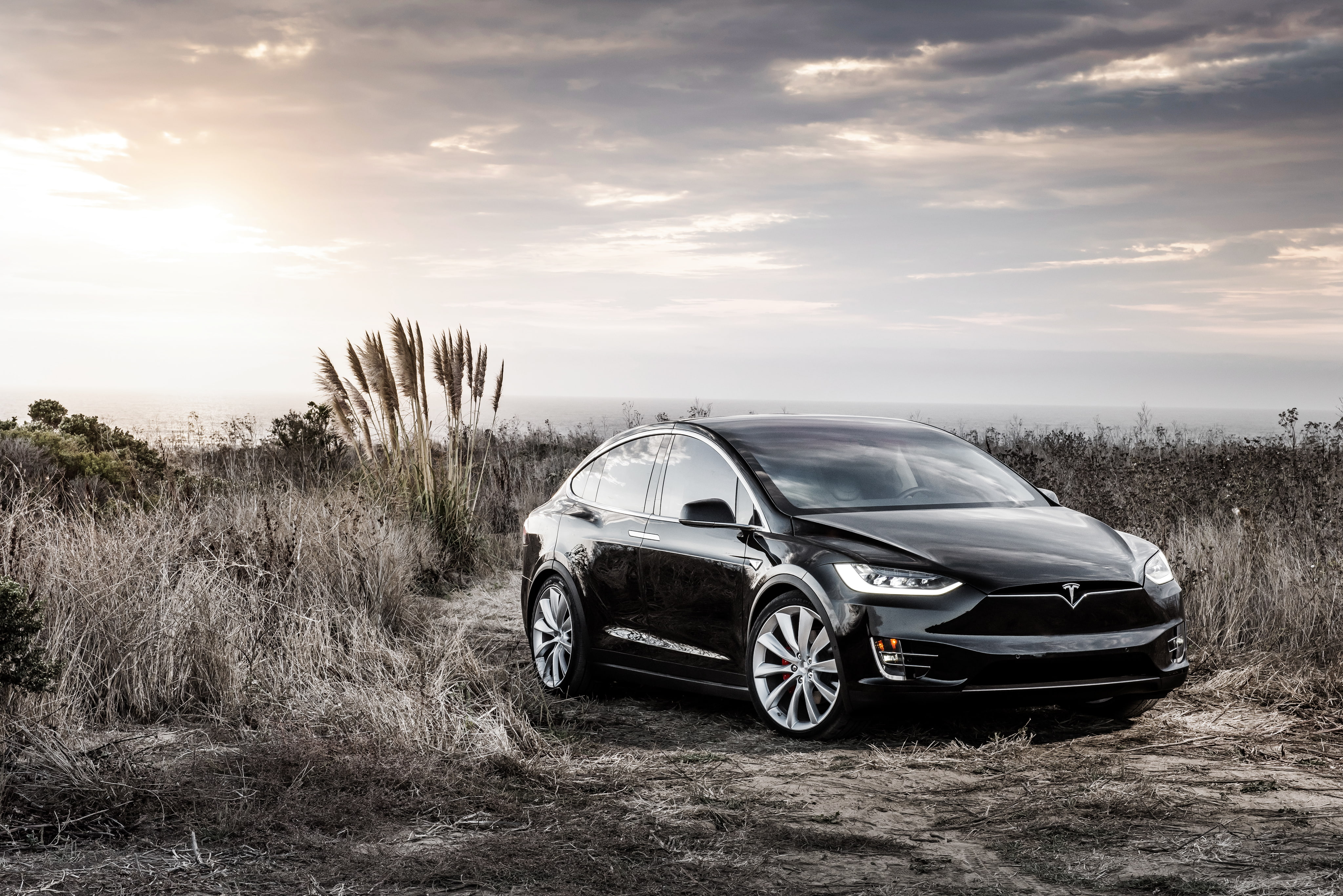 Black, the concept, 4K, Tesla, Model X, electric car, HD Wallpaper