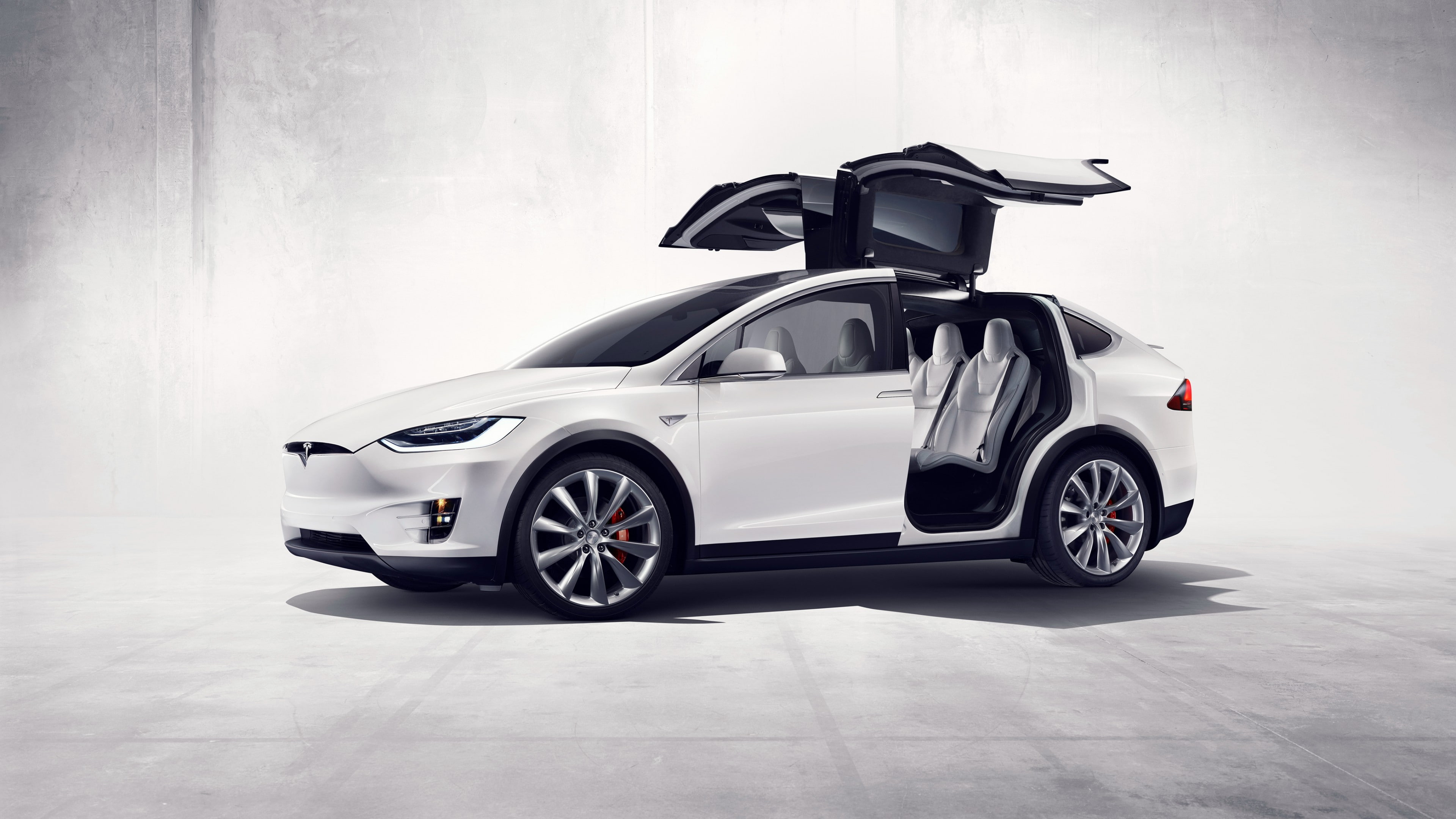 white, closeup, 4K, 2016, Tesla model x, sedan, electric cars, gray, surface, photo, suv, HD Wallpaper