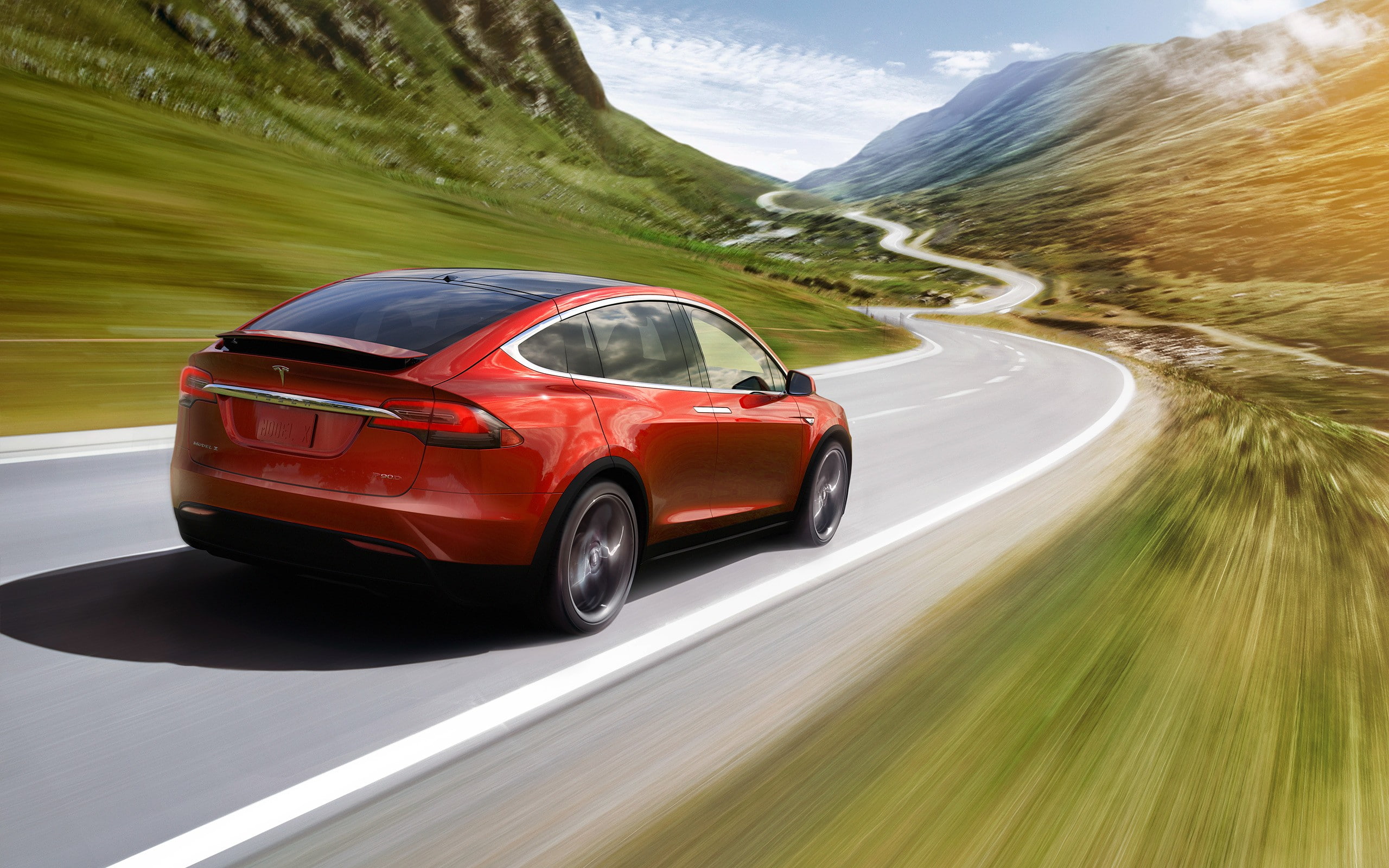 Motion Blur, 2K, road, car, Tesla Model X, HD Wallpaper